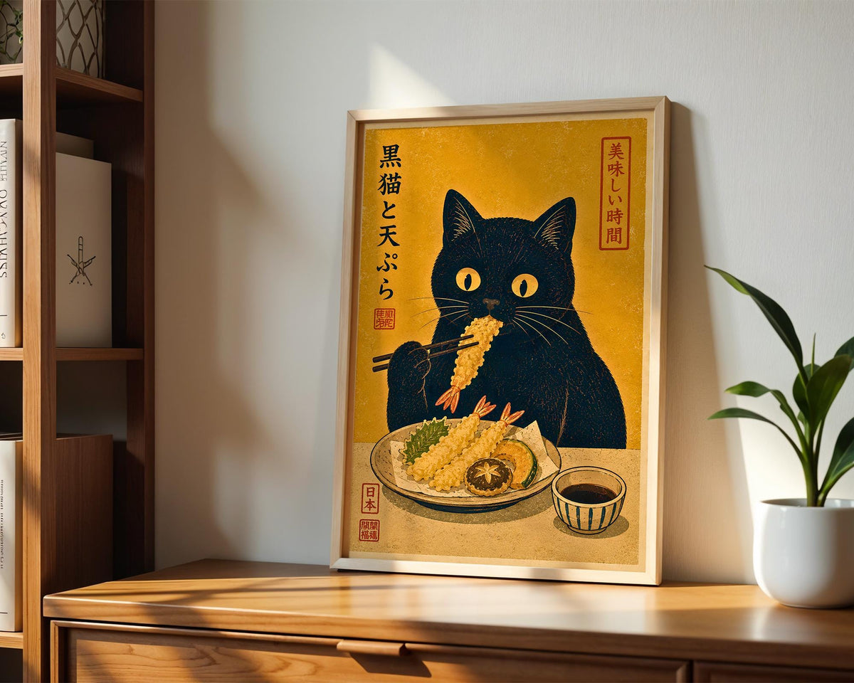 Black Cat Tempura Print