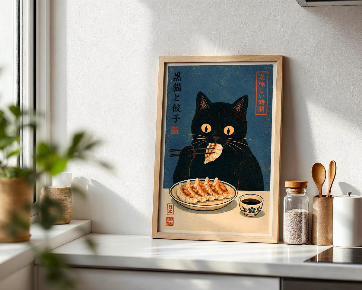 Black Cat Gyoza Print
