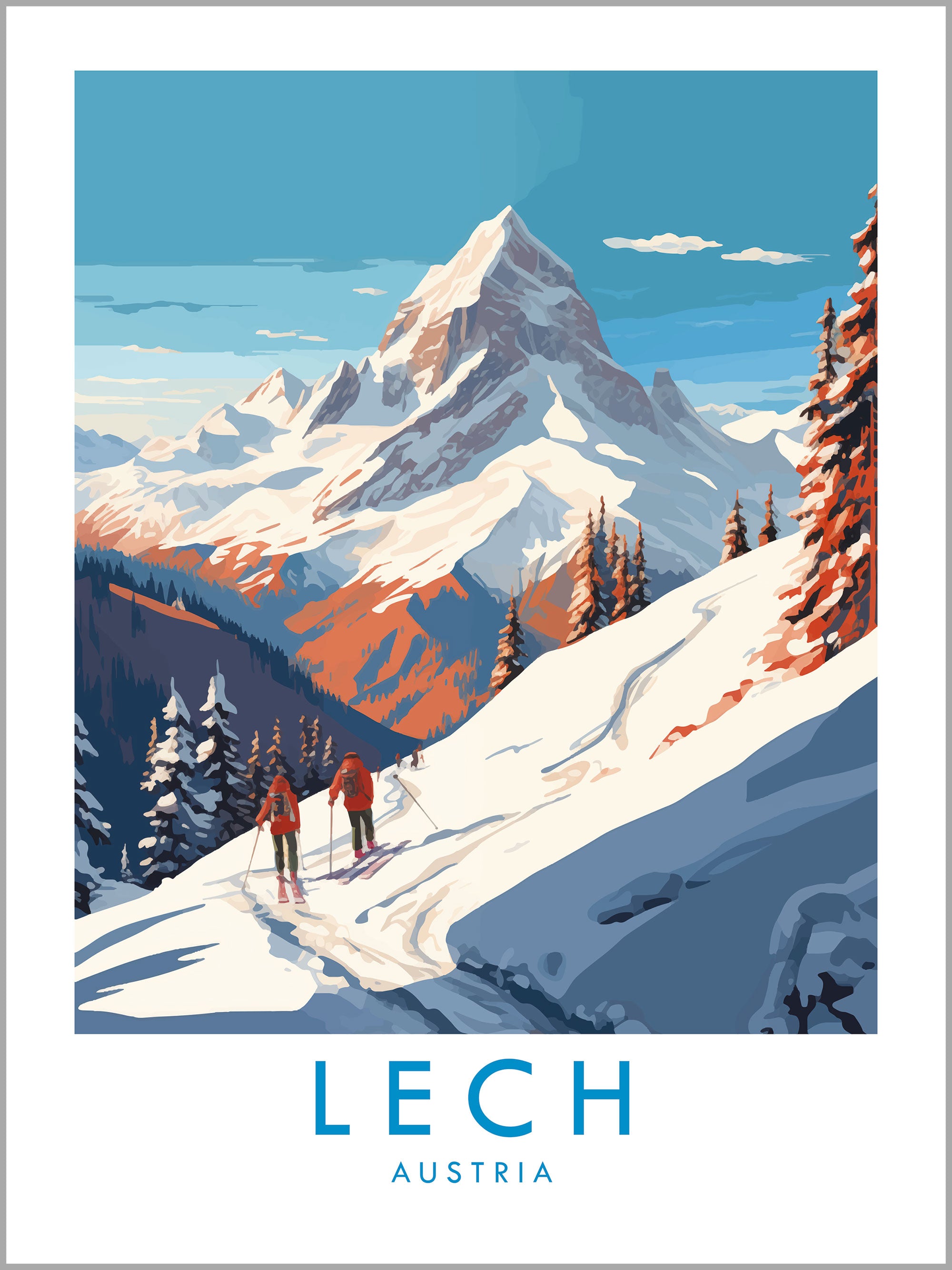 Lech Skiing Travel Print