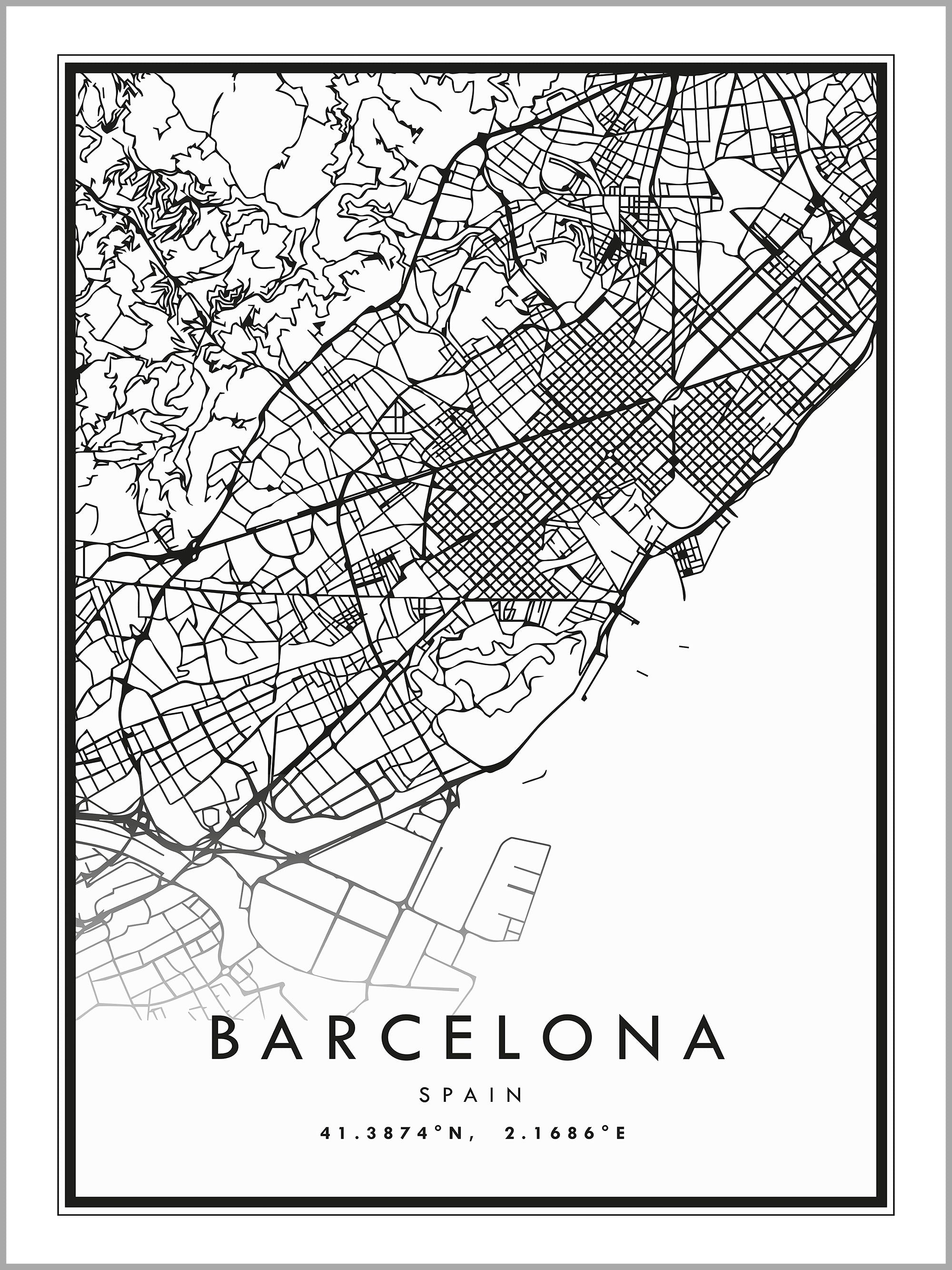 Barcelona Map Print