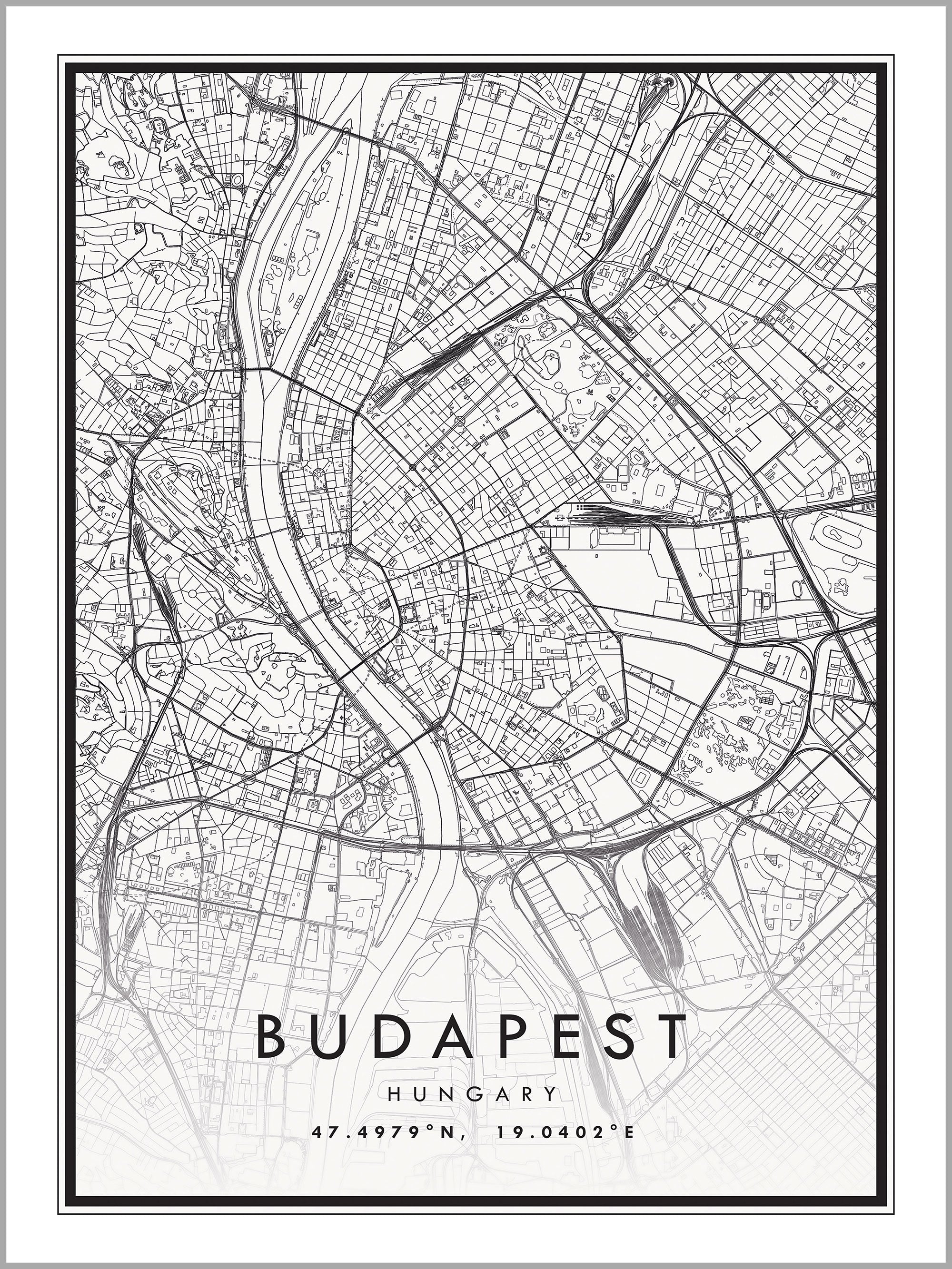 Budapest Map Print