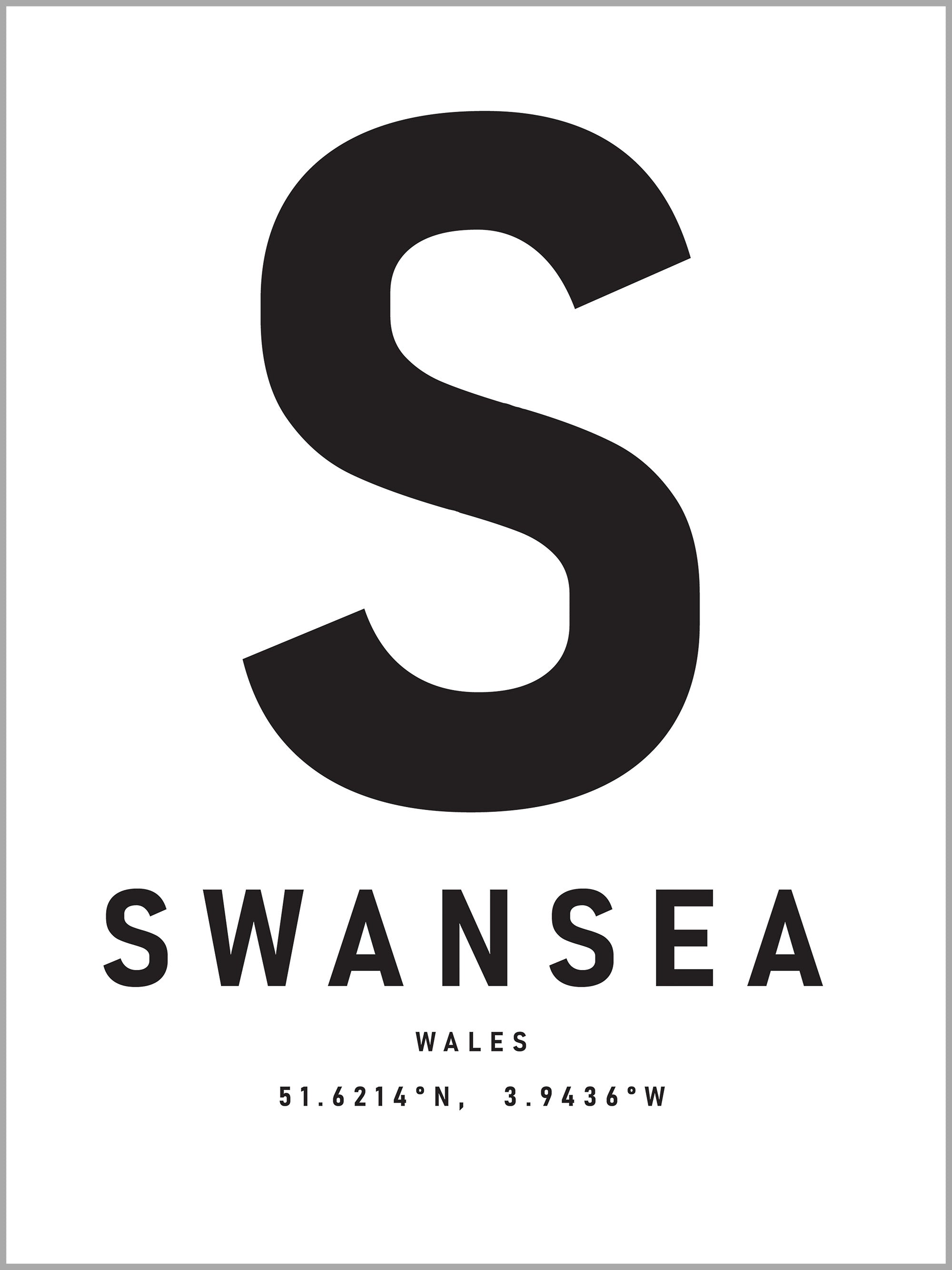 Swansea Typography Travel Print