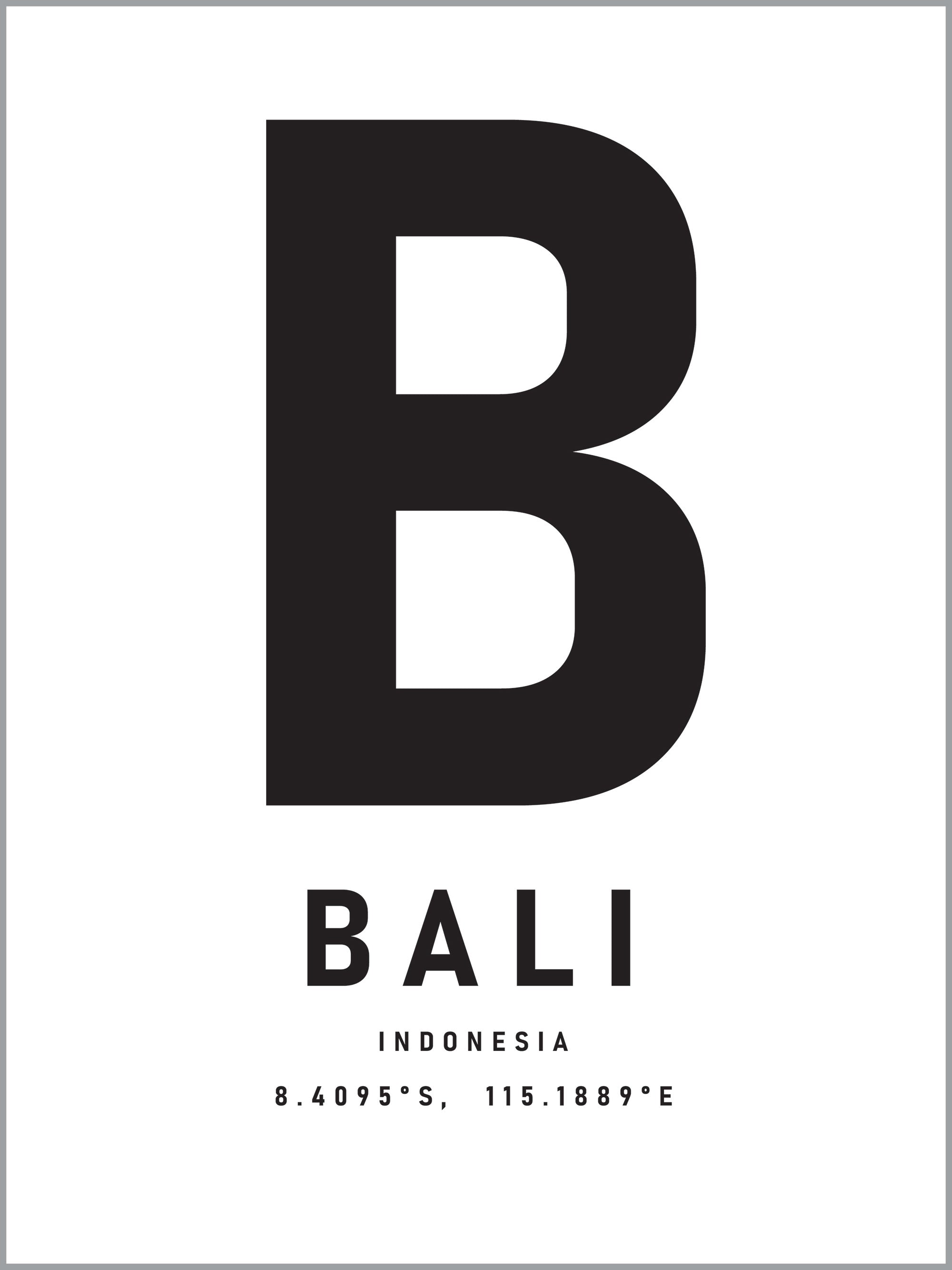 Bali Typography Travel Print