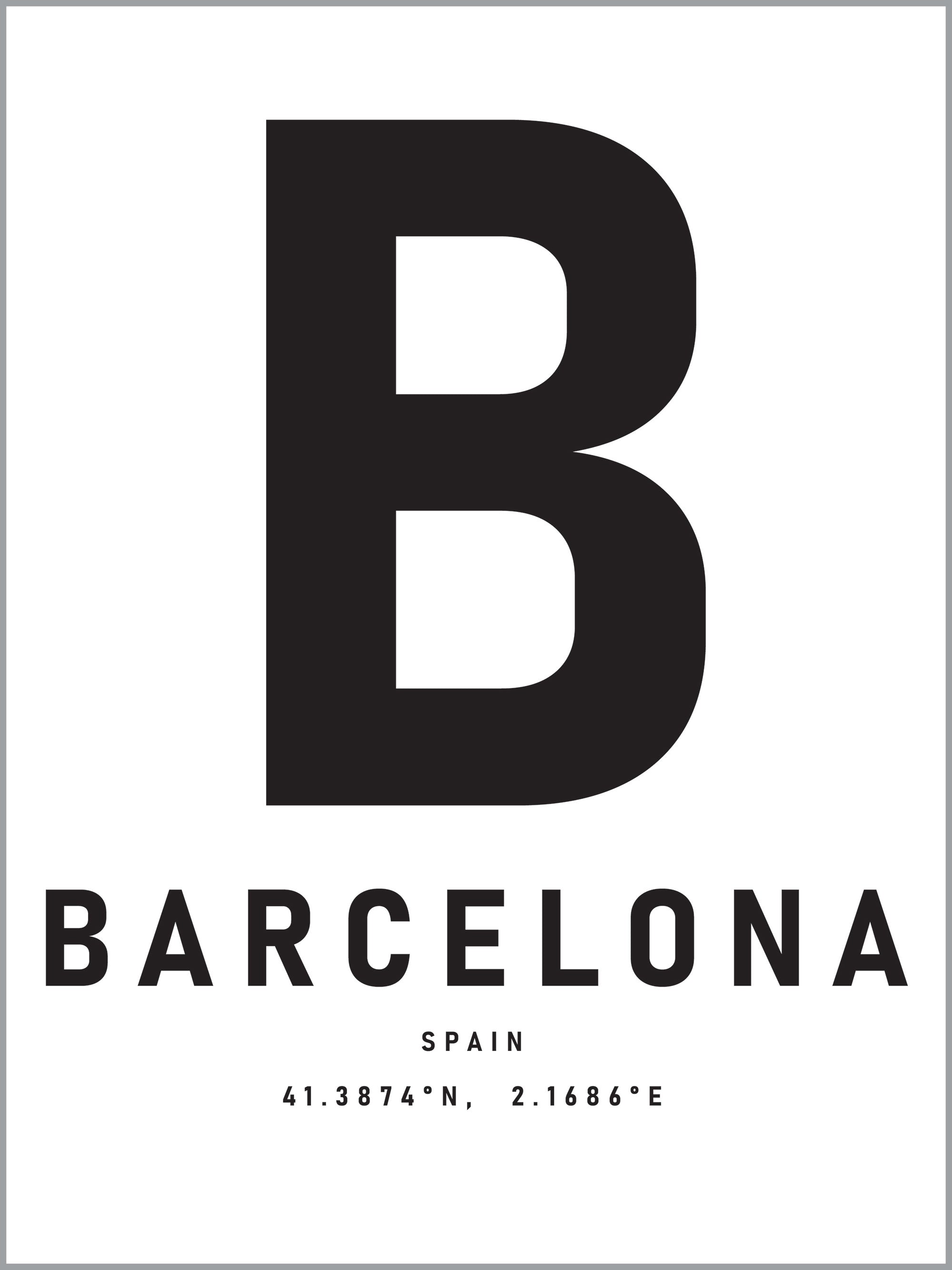 Barcelona Typography Travel Print