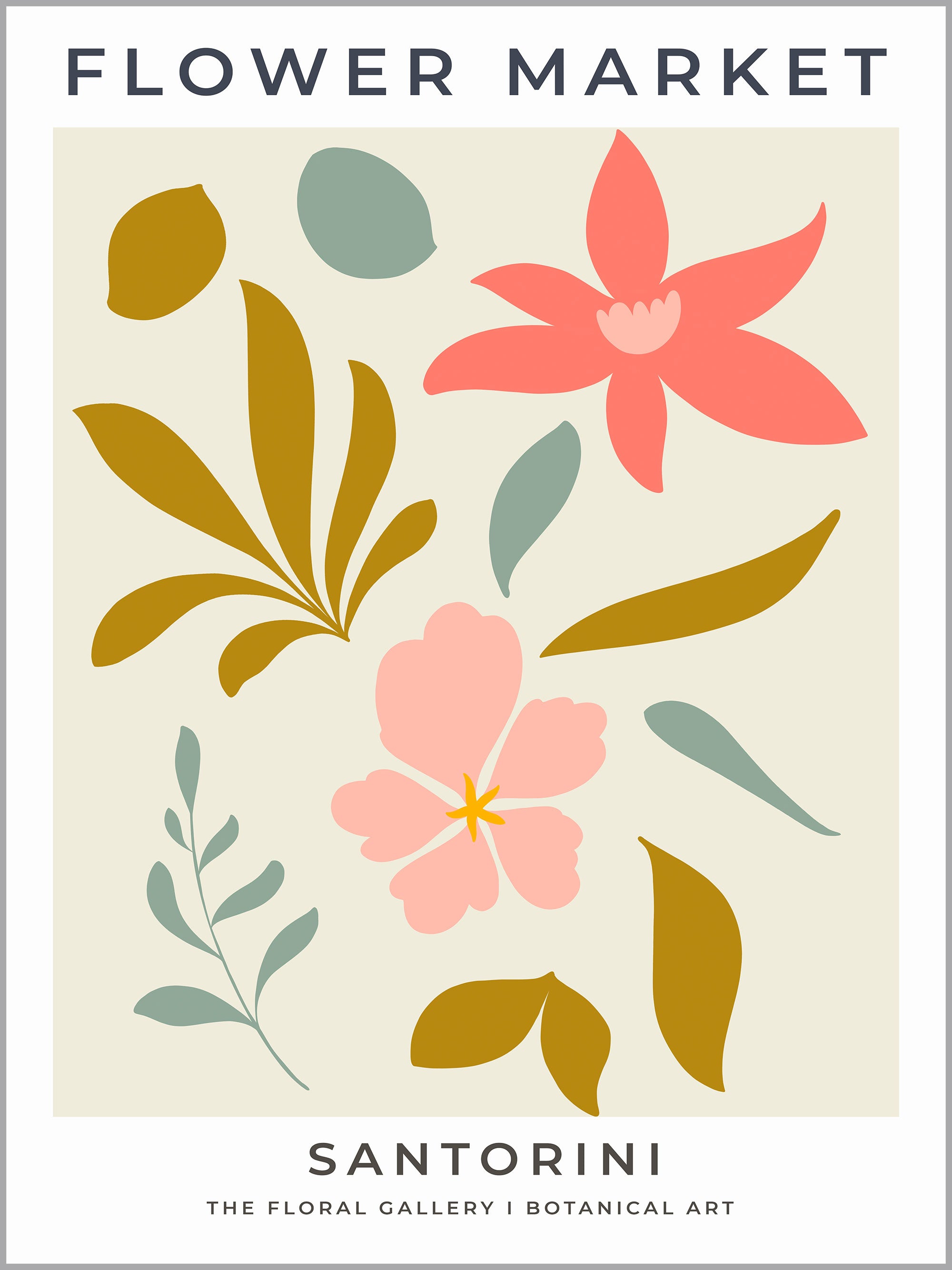 Santorini Flower Market Travel Poster