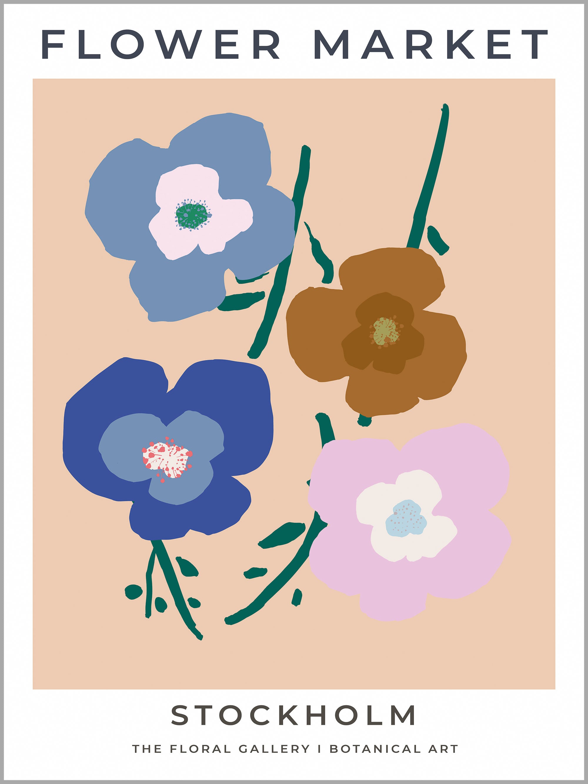 Stockholm Flower Market Travel Poster