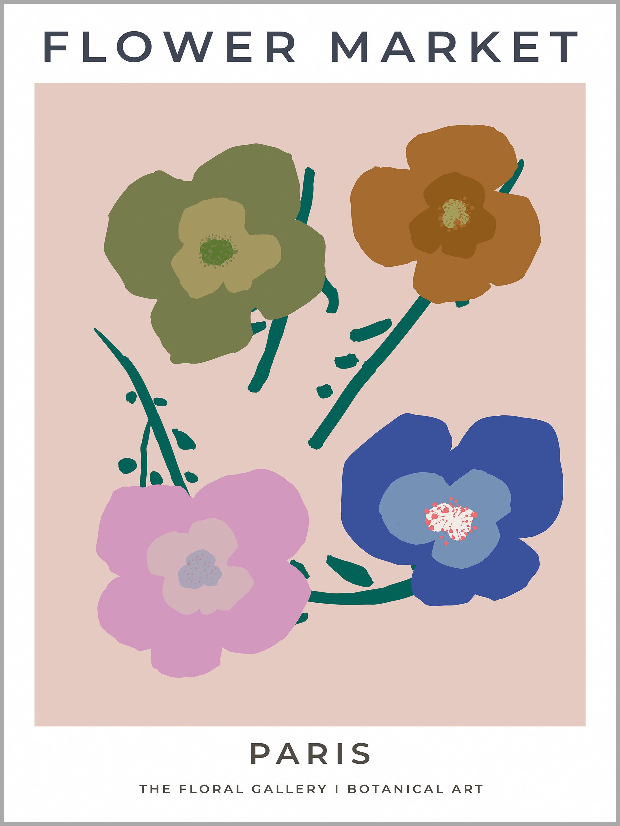 Paris Flower Market Travel Poster