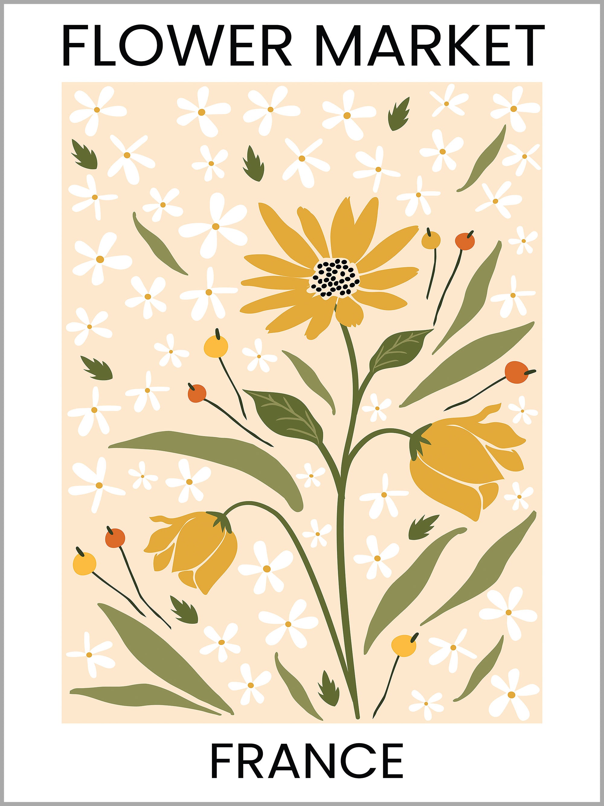France Flower Market Travel Poster