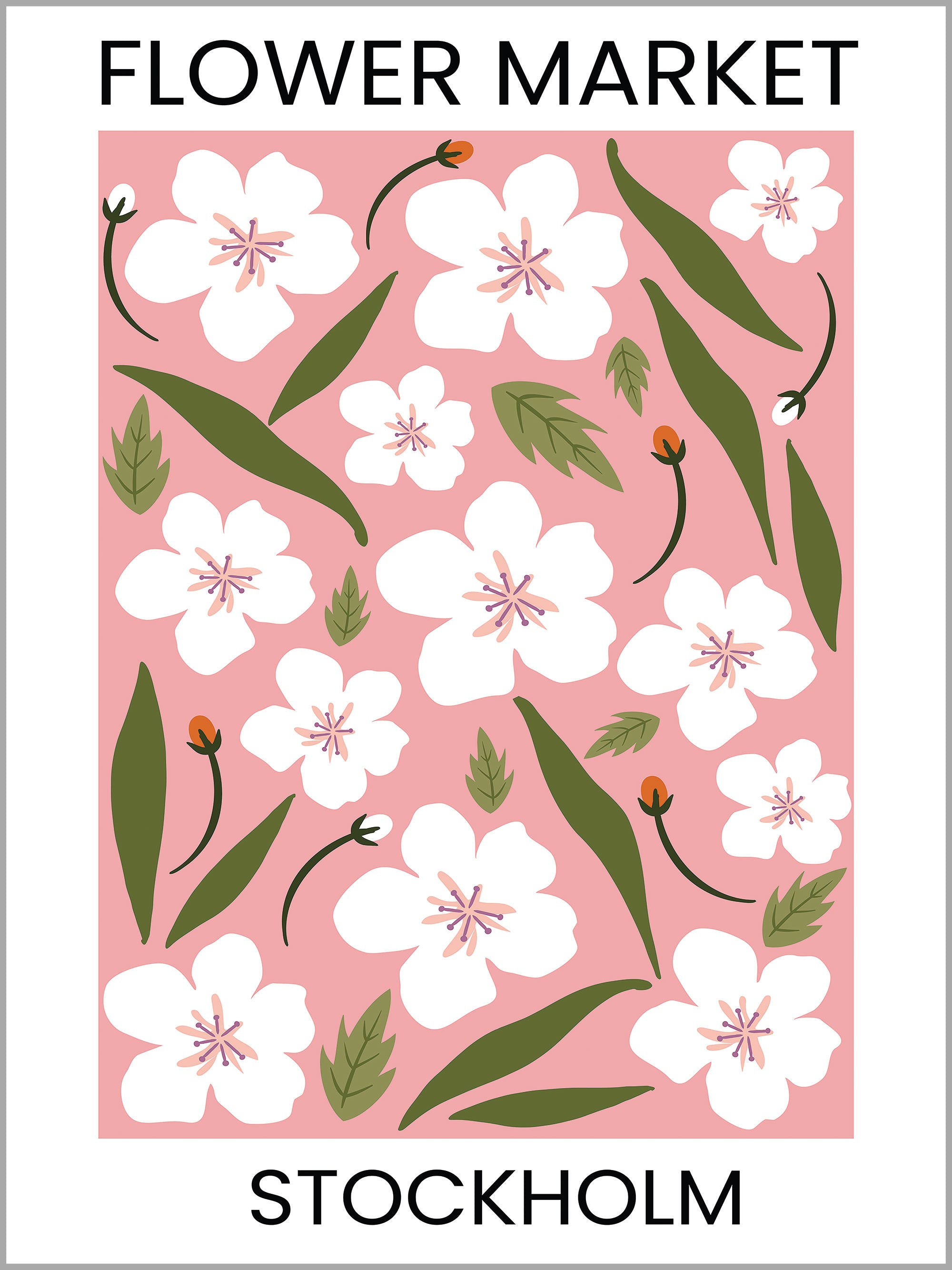 Stockholm Flower Market Travel Poster