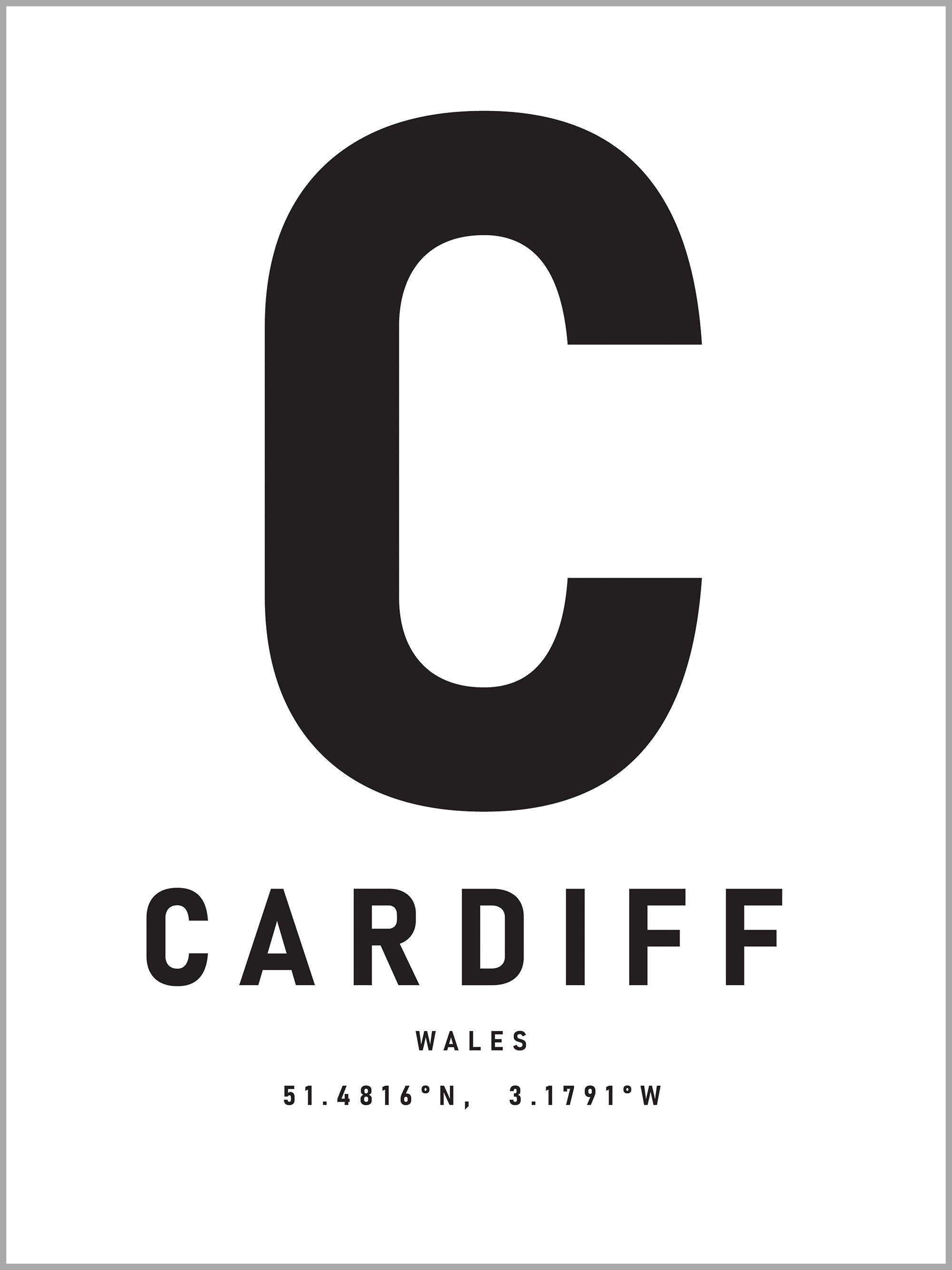 Cardiff Typography Travel Print