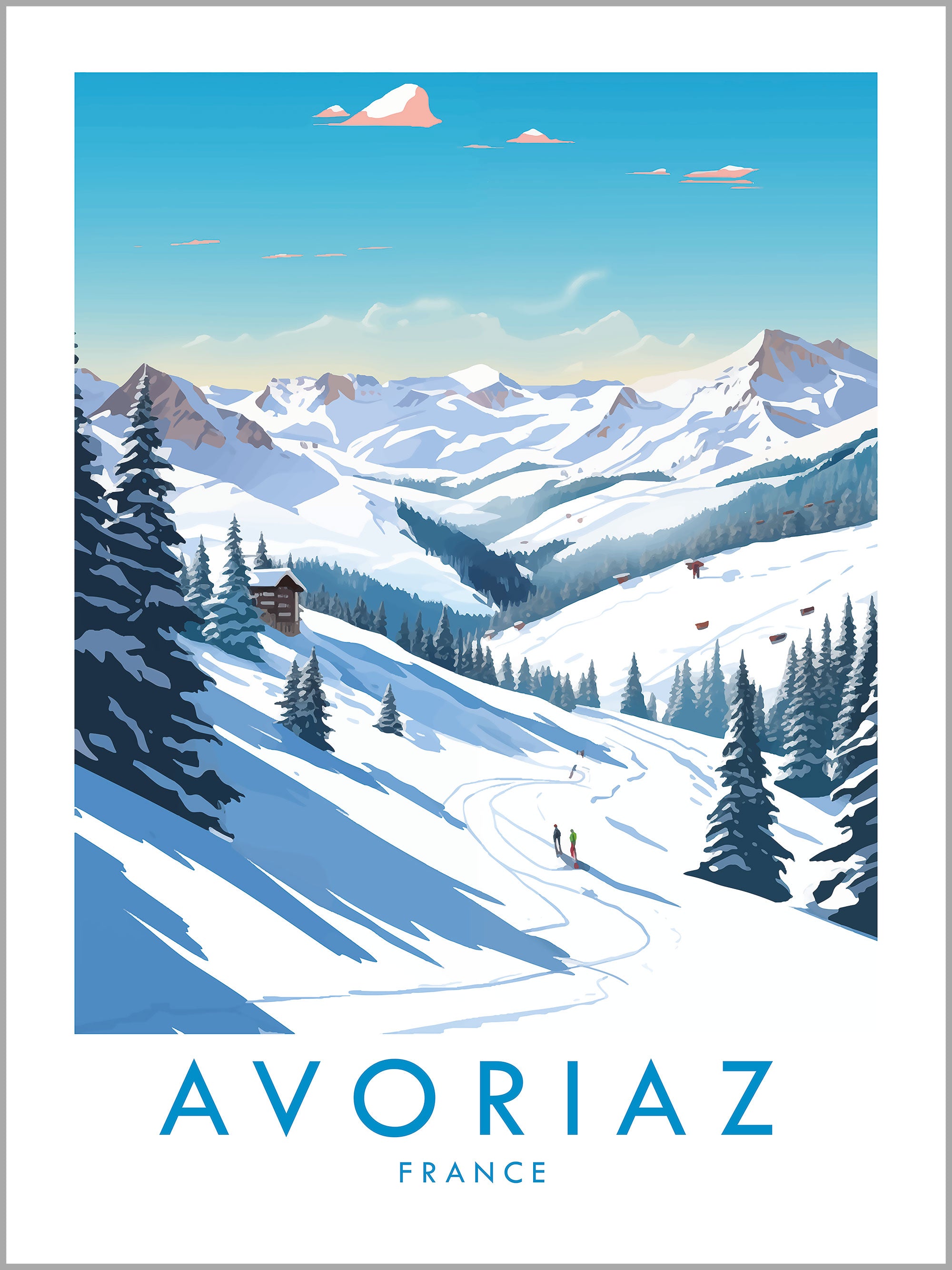 Avoriaz Skiing Travel Print