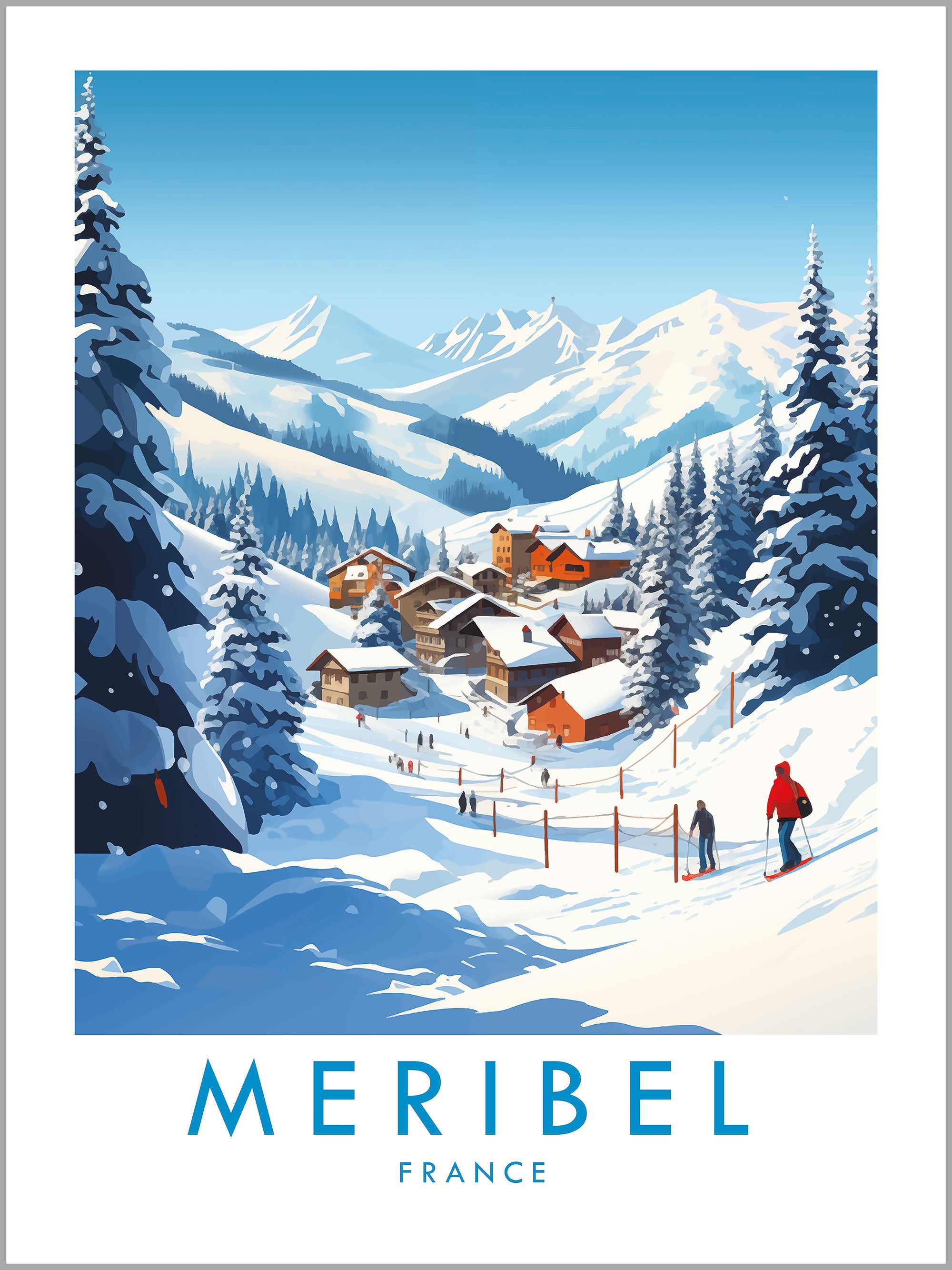 Meribel Skiing Travel Print