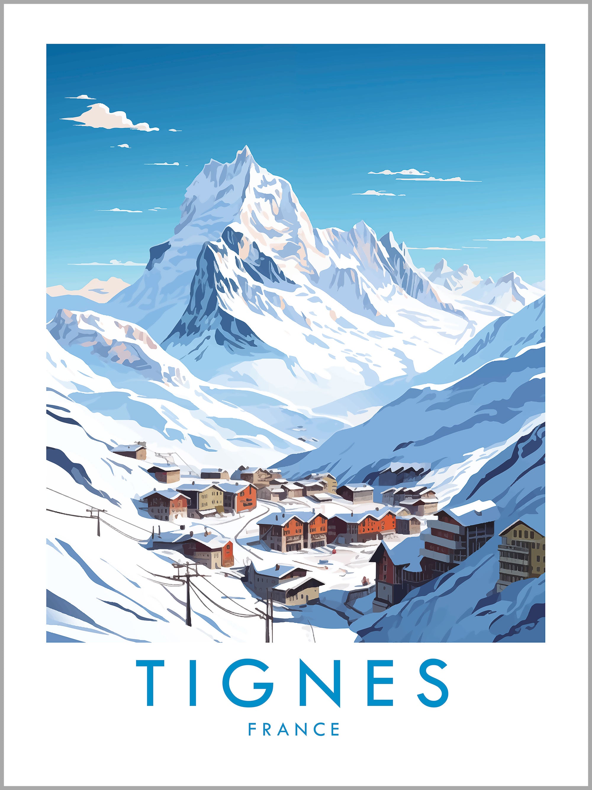 Tignes Skiing Travel Print