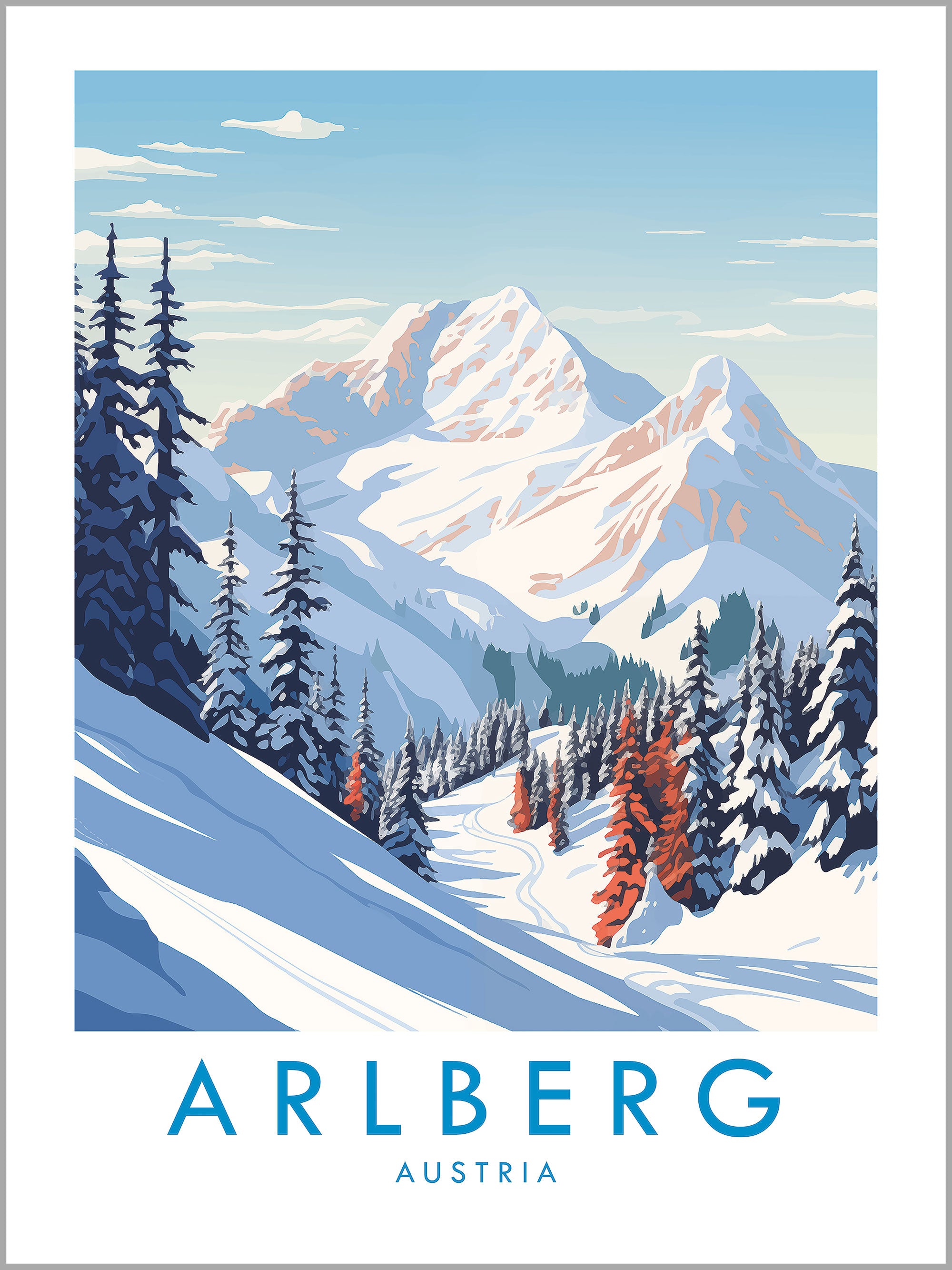Arlberg Skiing Travel Print
