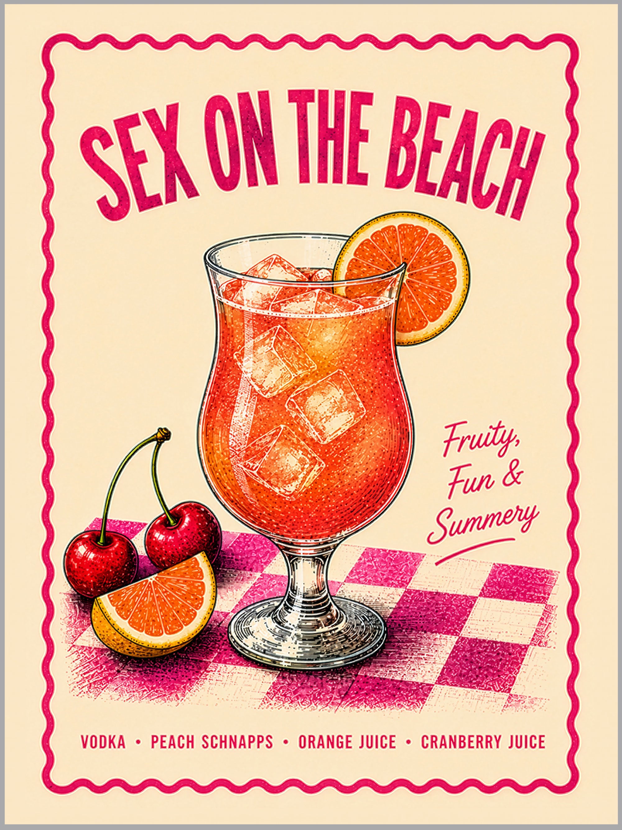 Sex on the Beach Cocktail Print