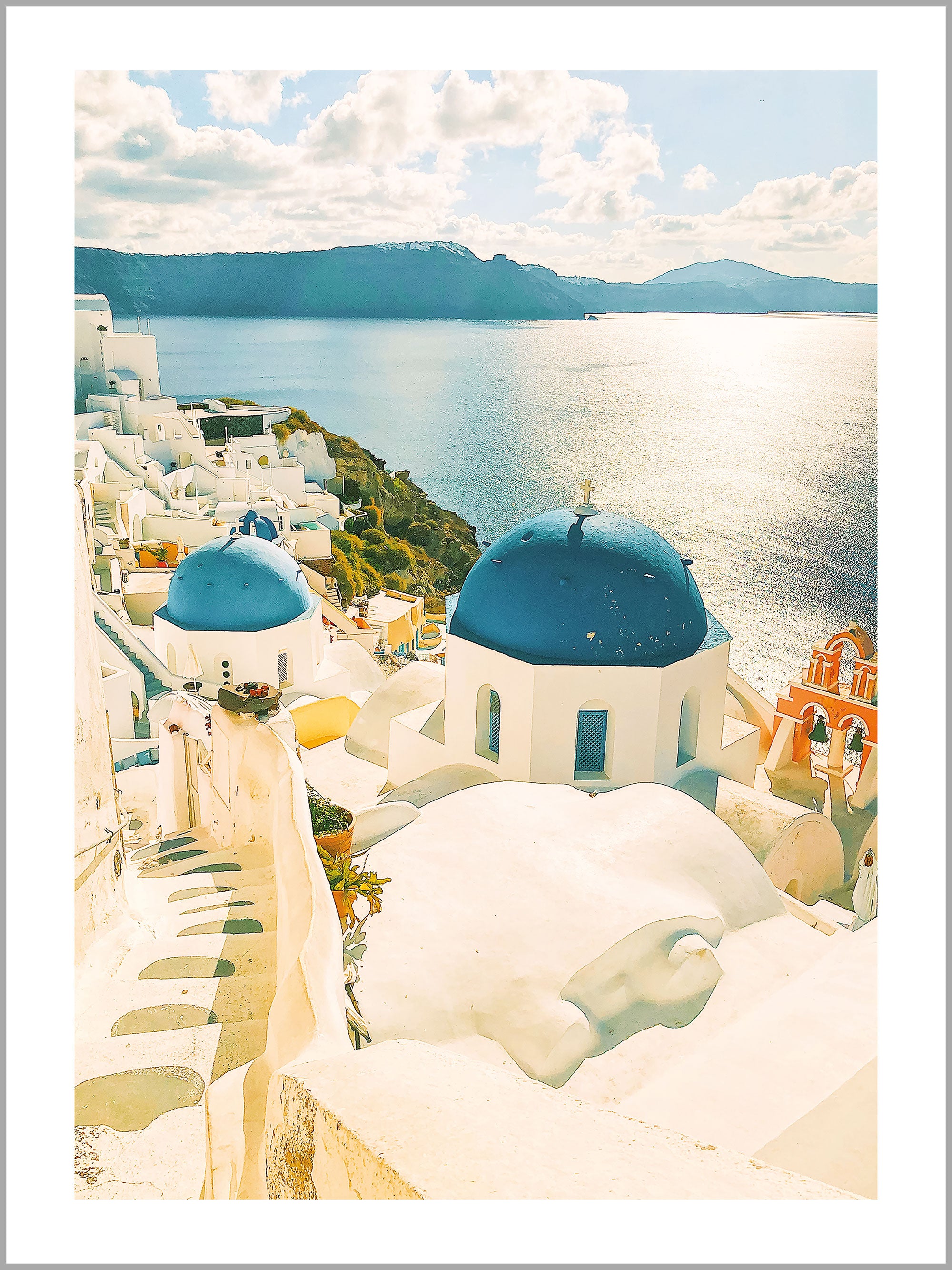 Santorini Blue Domes Print