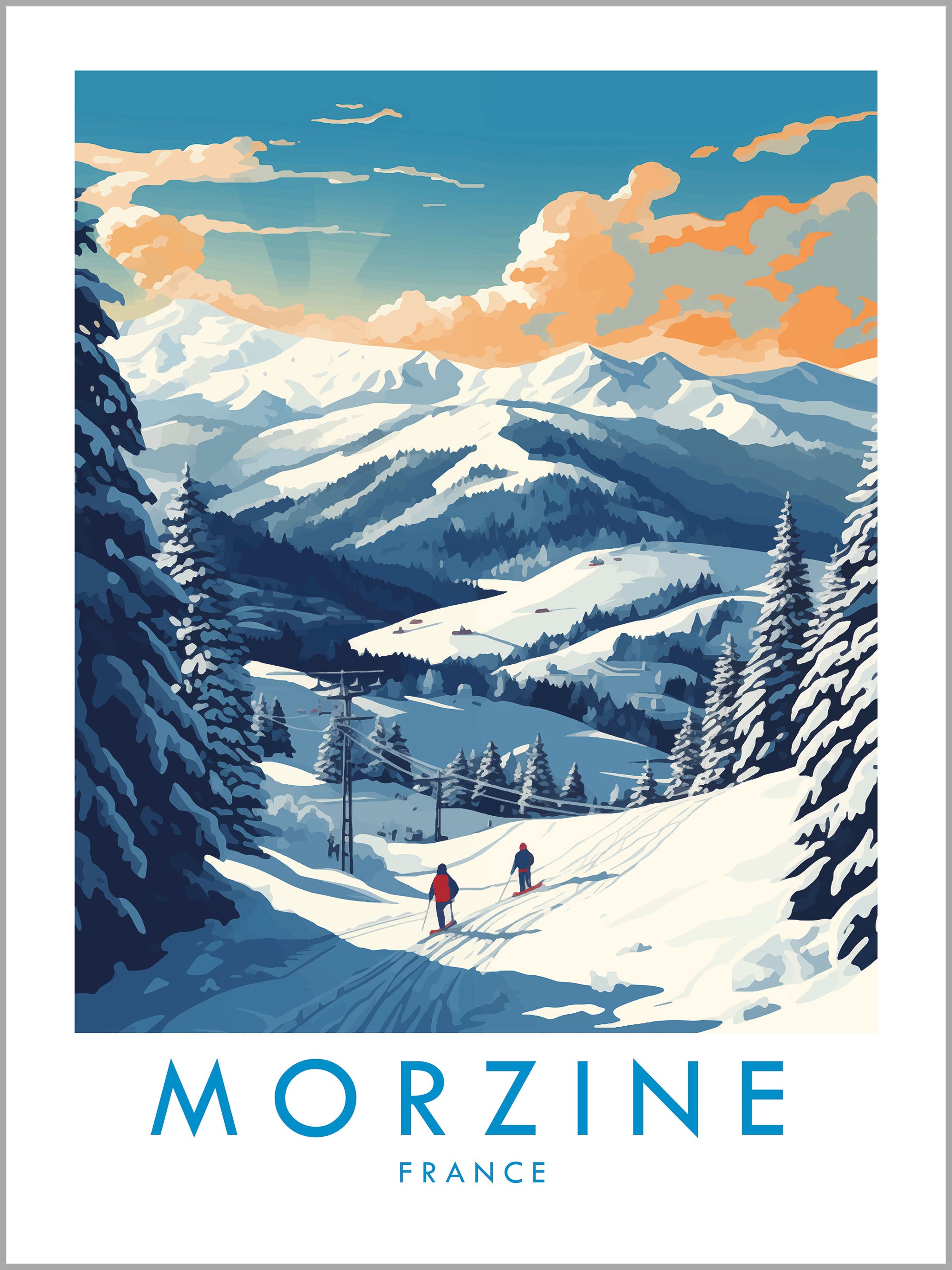 Morzine Skiing Travel Print