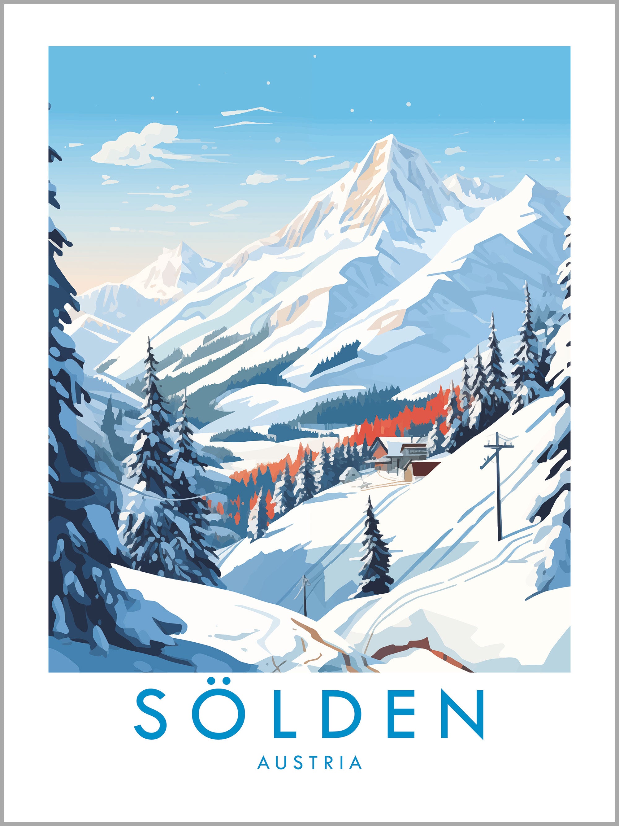 Solden Skiing Travel Print