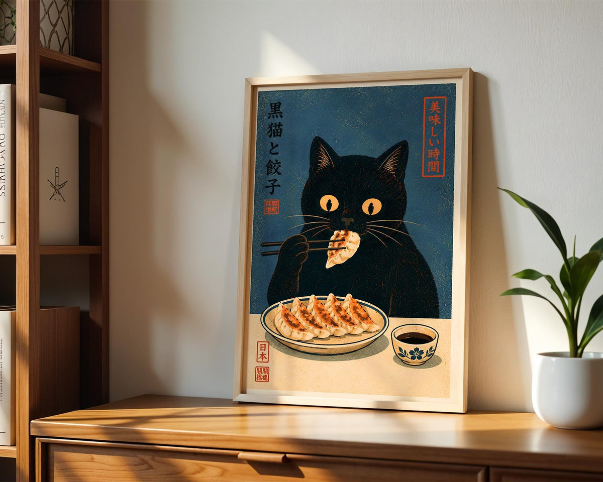 Black Cat Gyoza Print