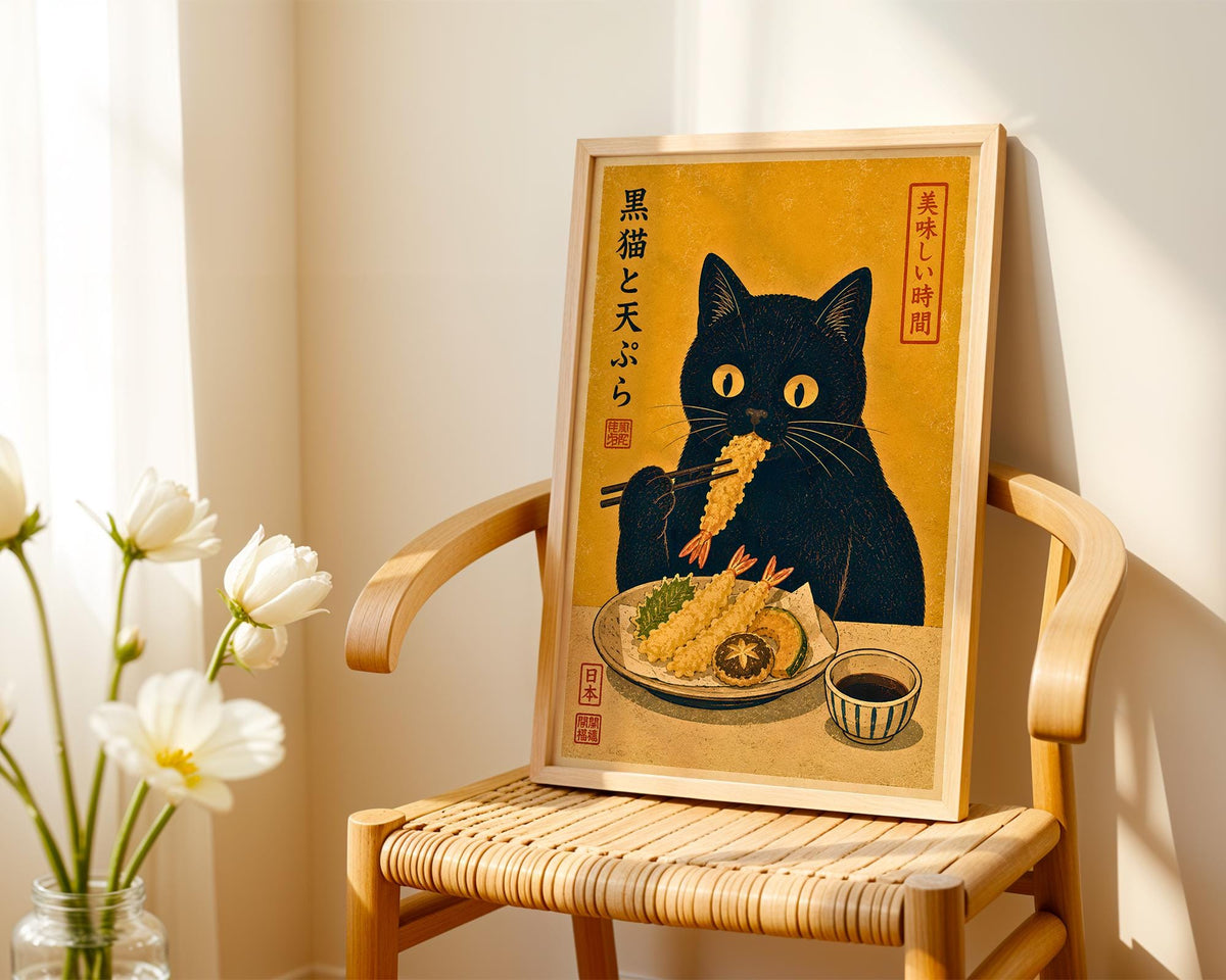 Black Cat Tempura Print