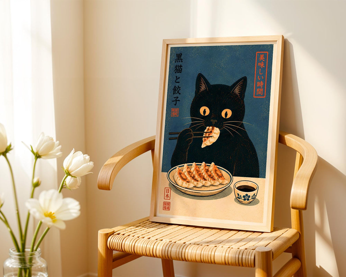 Black Cat Gyoza Print