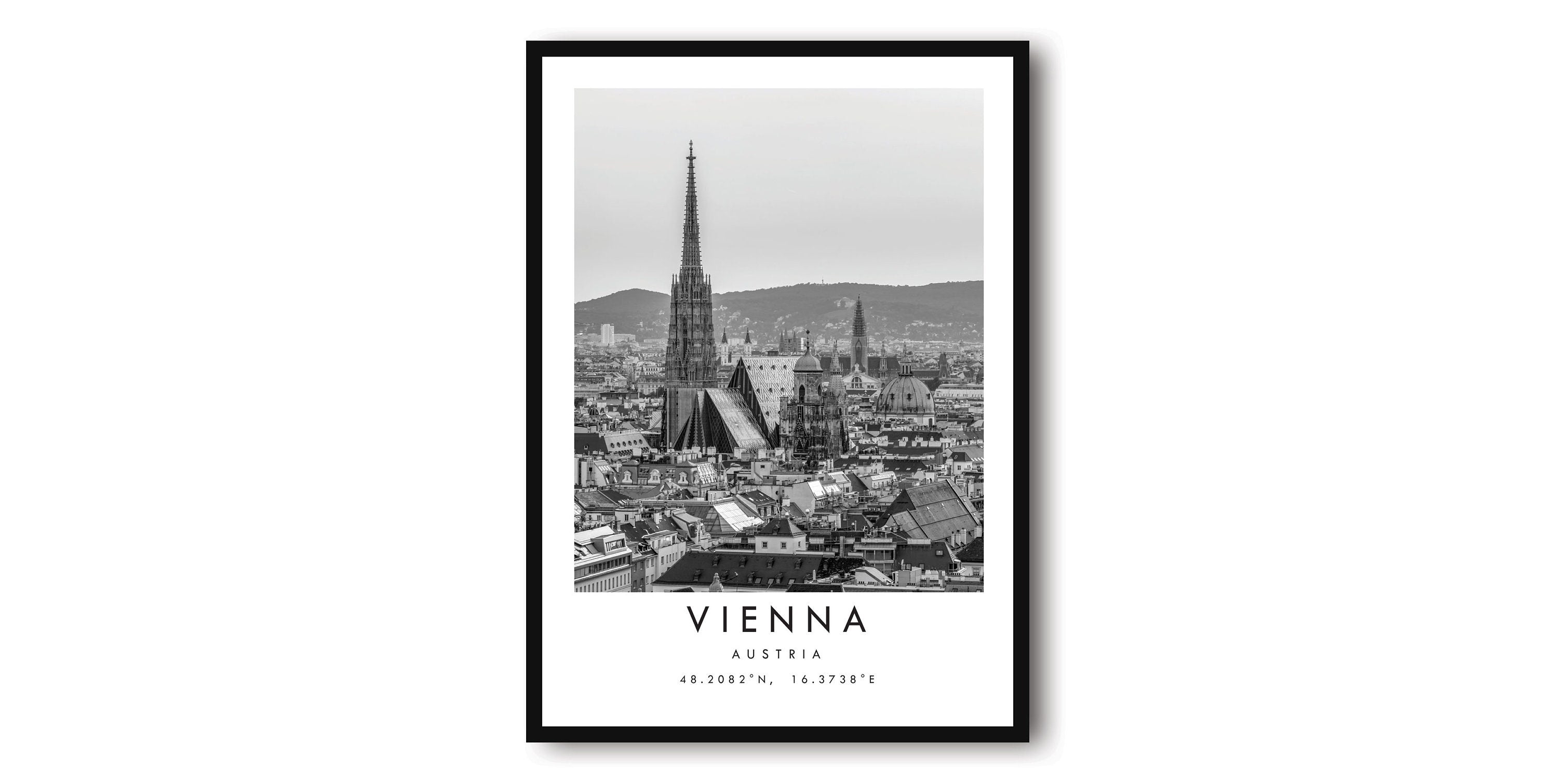 Vienna Travel Print, Vienna Poster, Unique Wallart Decor, Black and White Home Decor, Austria Minimalist Wallart A1/A2/A3/A4/A5