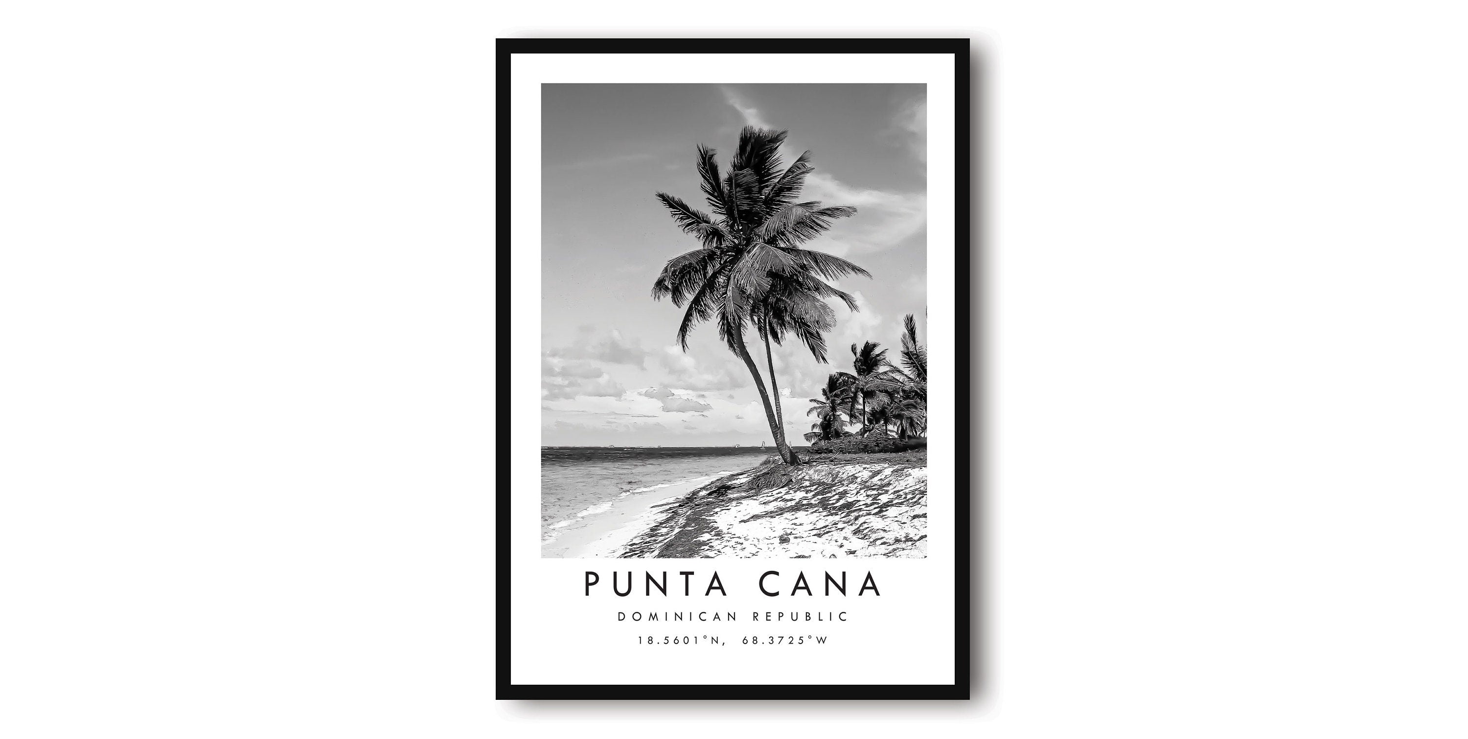 Punta Cana Travel Print, Black and White Travel Print, Dominican Republic Print, Minimalist Travel Posters, Art Popular Print