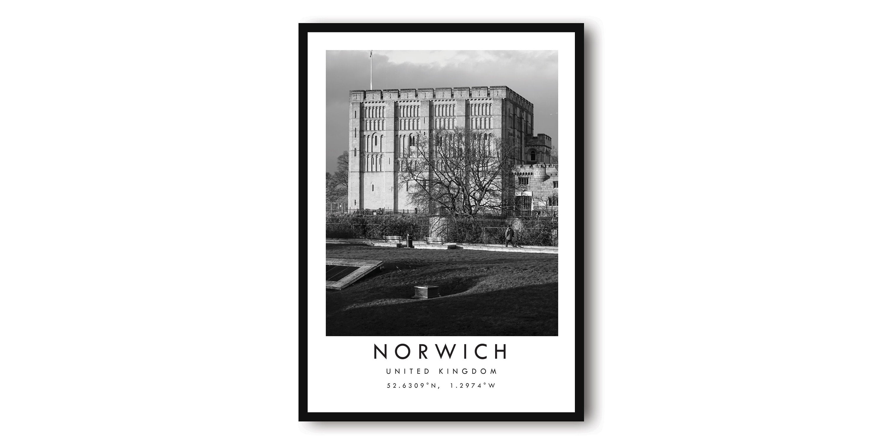 Norwich Travel Print, Norwich Poster, Black and White Print, Unique Wall Art, Minimalist Home Decor, City A1/A2/A3/A4/A5