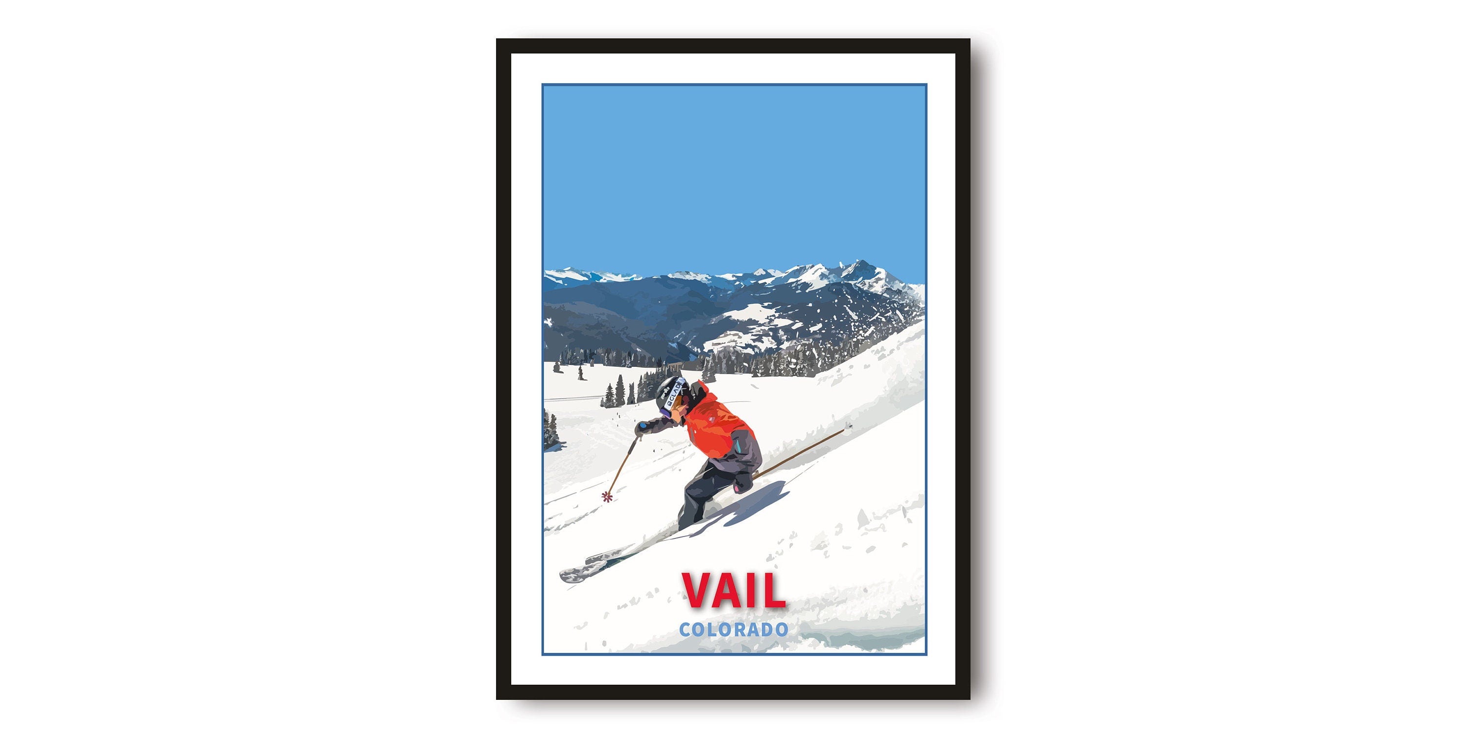 Skiing Travel Poster | Vail Ski Print | Colorado Travel Print | Skiing Wall Art | Framed Prints | A1/A2/A3/A4/A5 A1/A2/A3/A4/A5