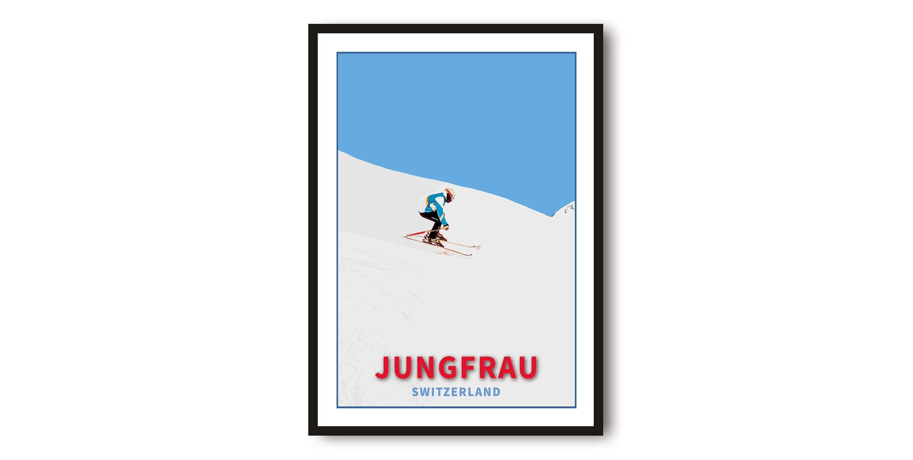 Skiing Travel Poster | Jungfrau Ski Print | Switzerland Travel Print | Skiing Wall Art | Framed Prints | A1/A2/A3/A4/A5 A1/A2/A3/A4/A5