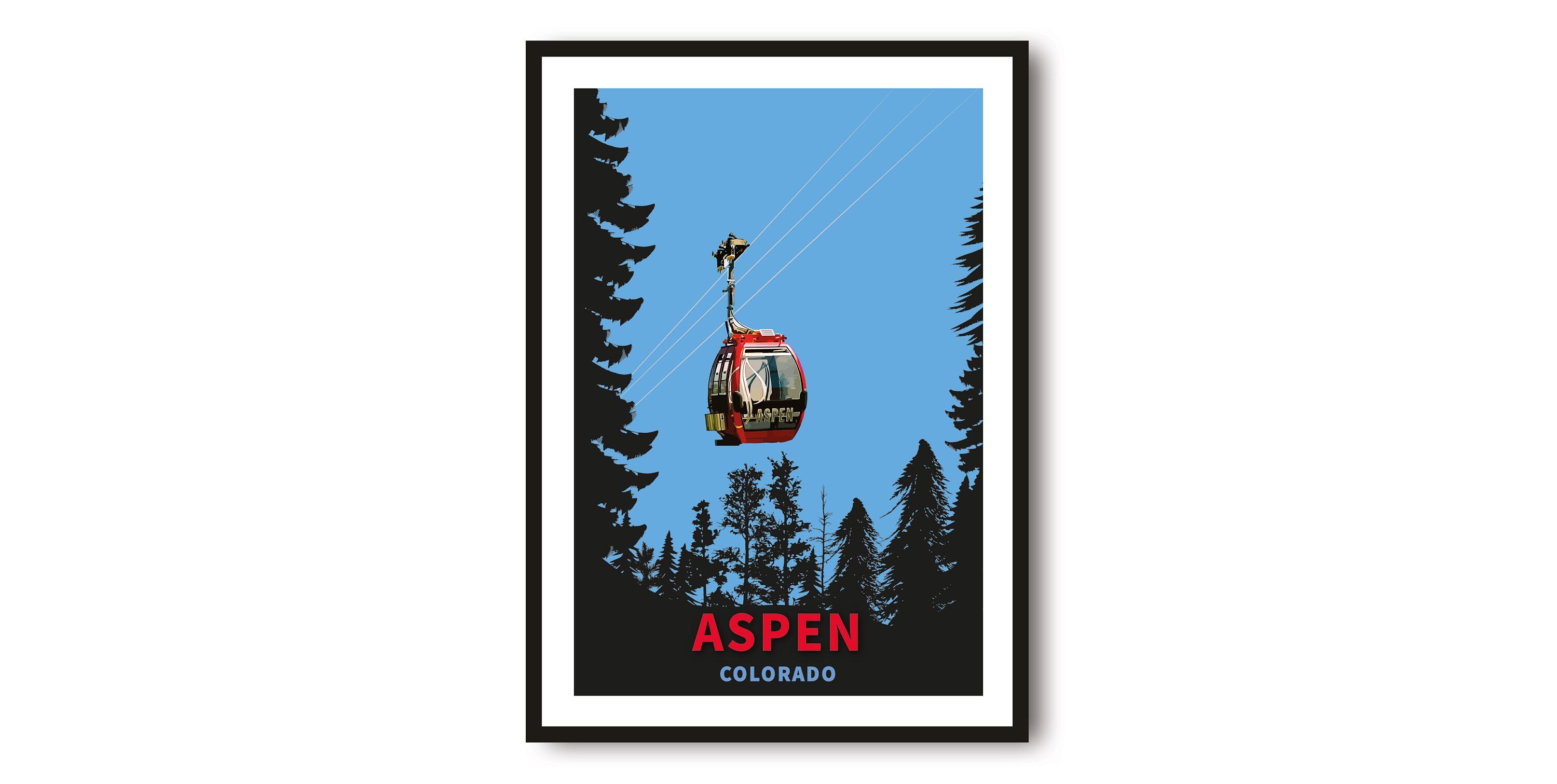 Skiing Travel Poster | Aspen Ski Print | Colorado Travel Print | Skiing Wall Art | Framed Prints | A1/A2/A3/A4/A5 A1/A2/A3/A4/A5