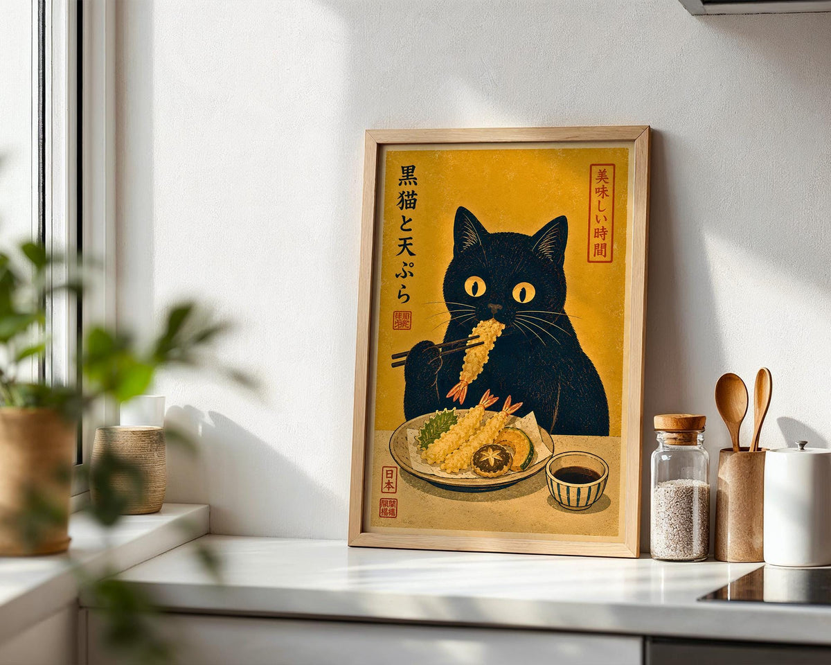 Black Cat Tempura Print