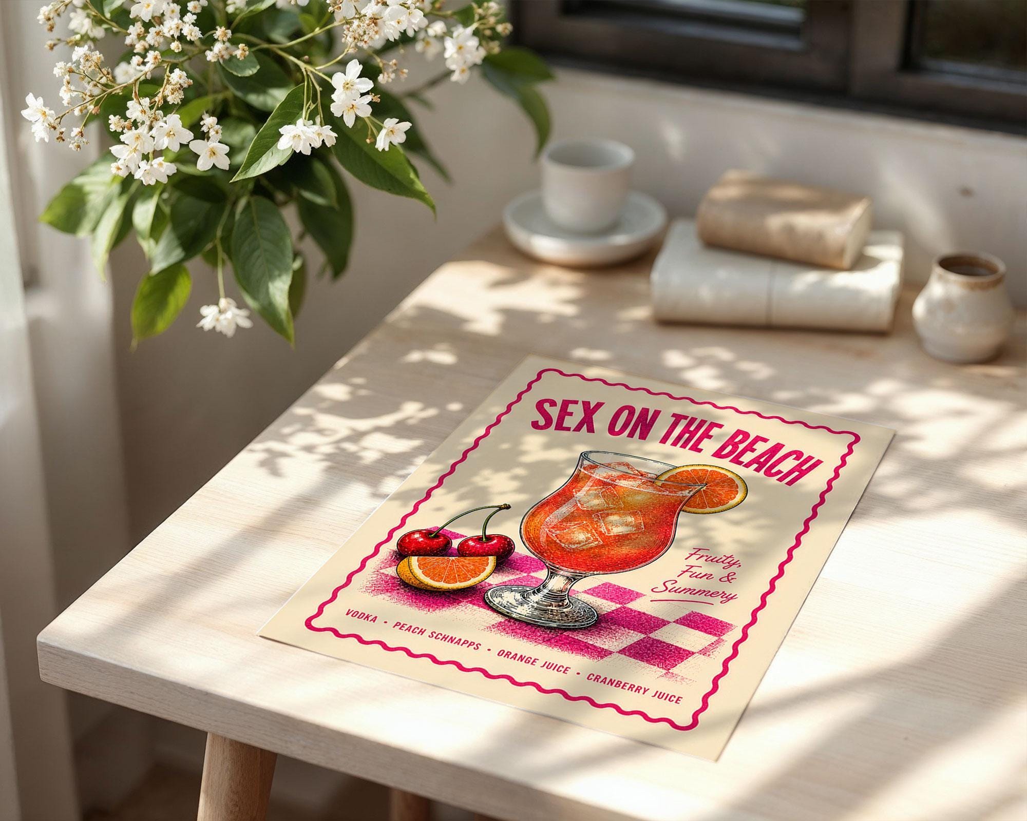 Sex on the Beach Cocktail Print