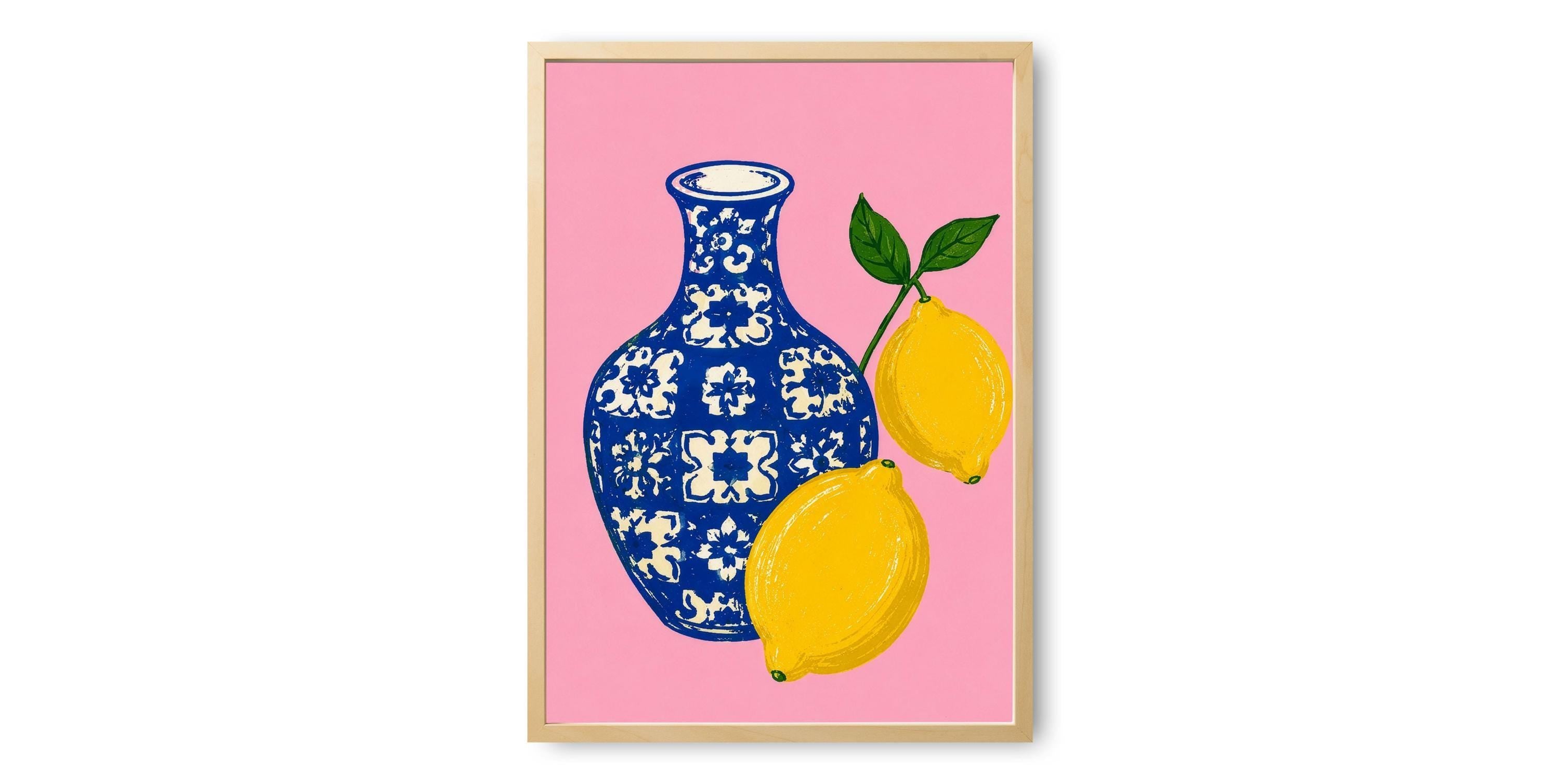 Blue Vase & Lemon Print
