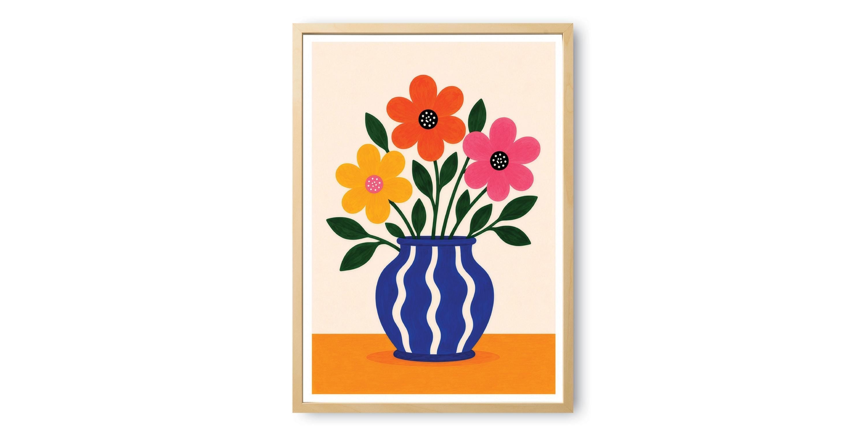 Blue Wavy Vase Floral Print