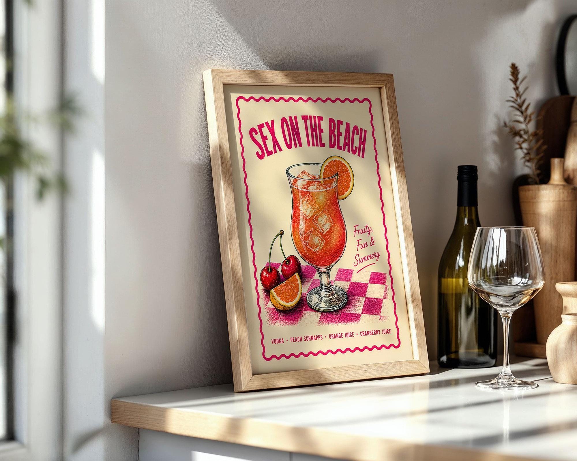 Sex on the Beach Cocktail Print