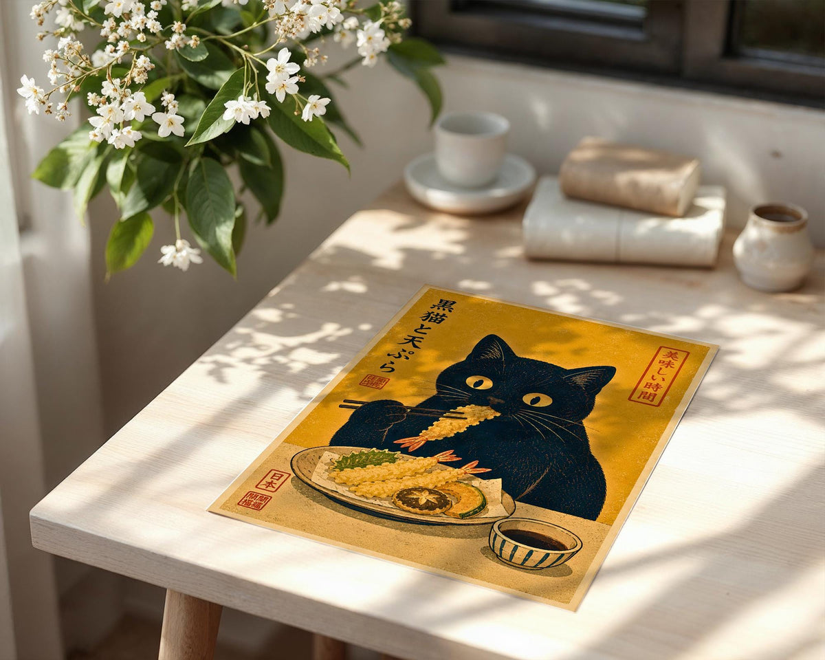 Black Cat Tempura Print