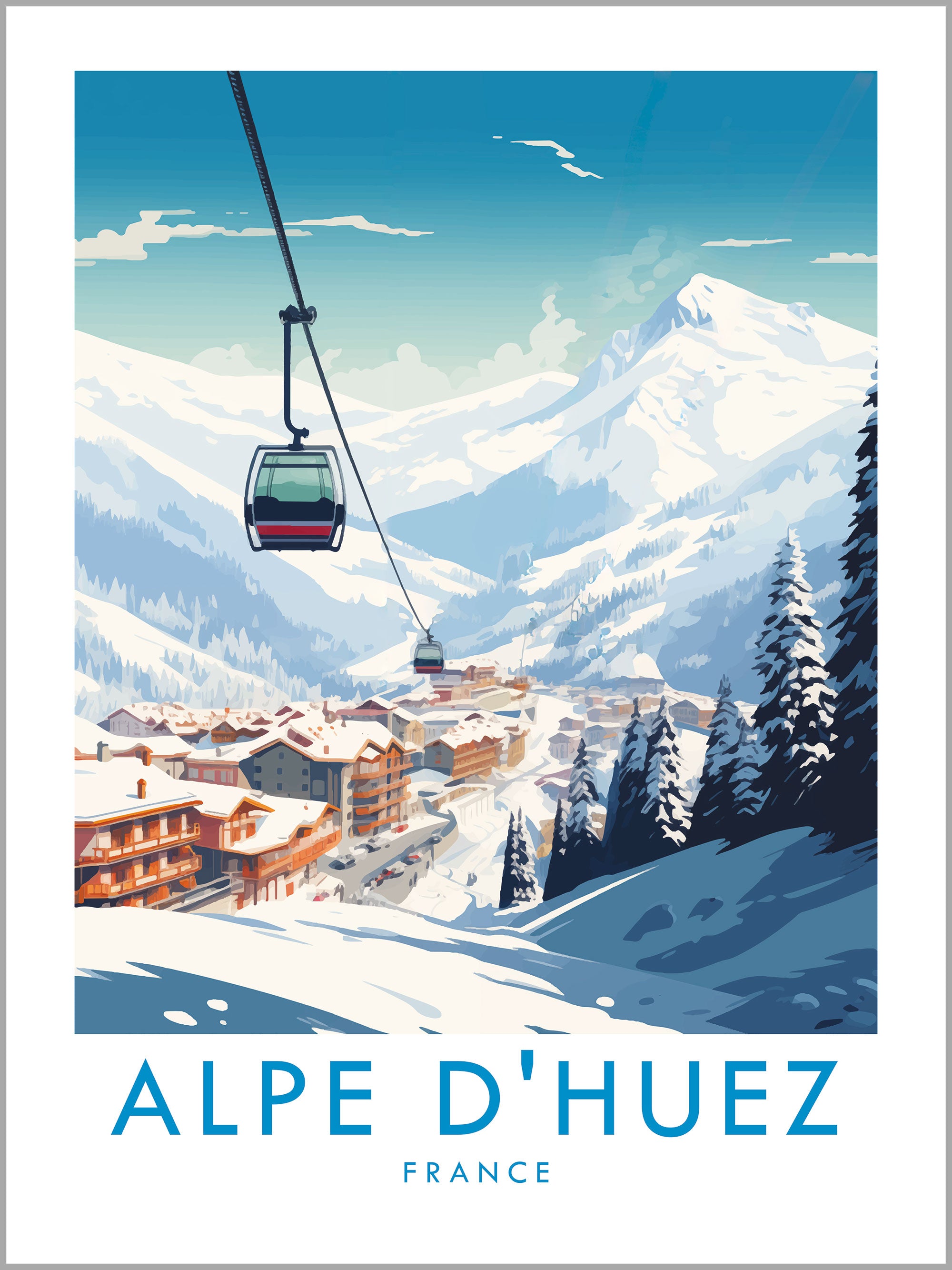 Alpe D'Huez Skiing Travel Print