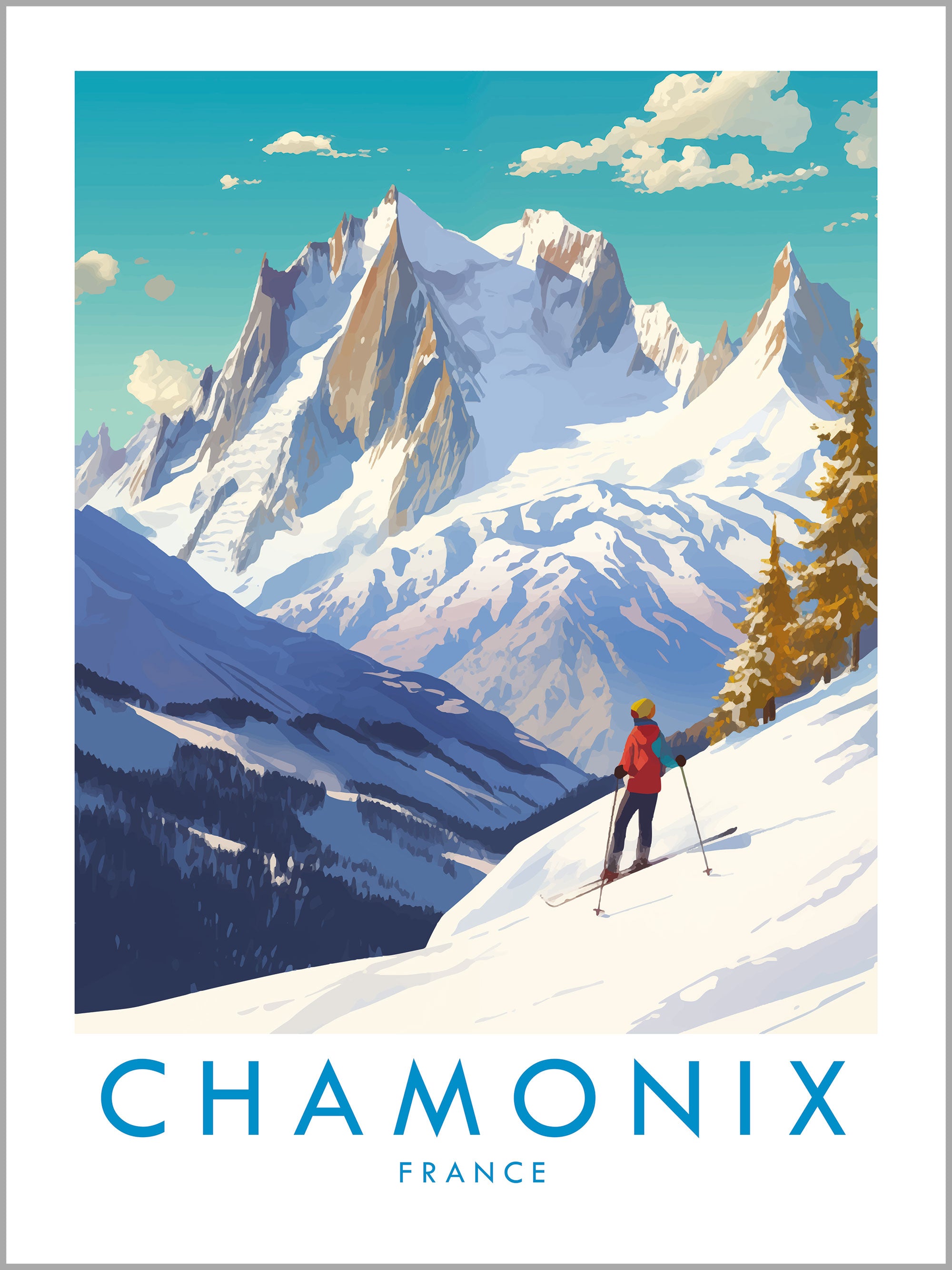 Chamonix Skiing Travel Print
