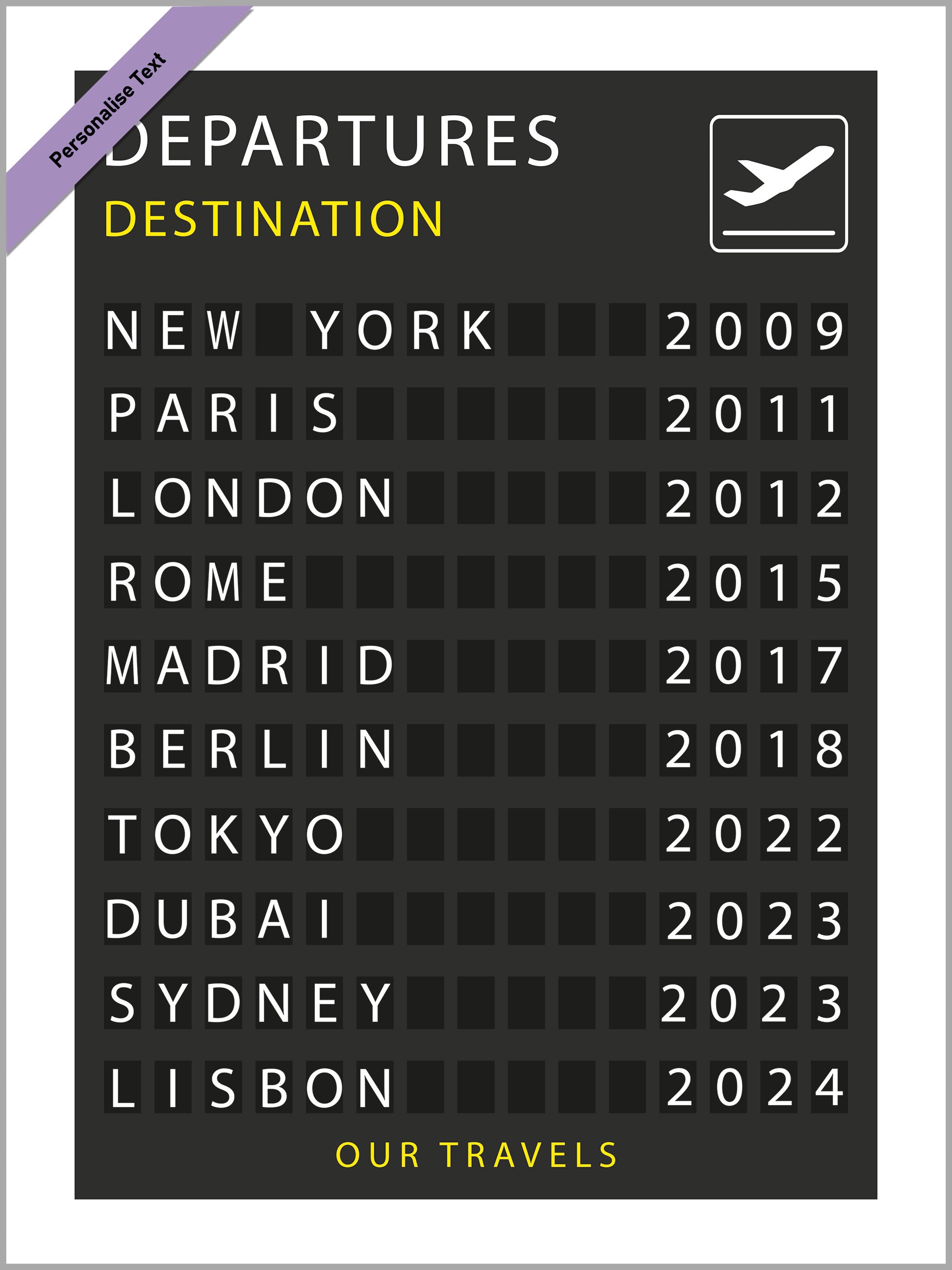Custom Departure Board Print