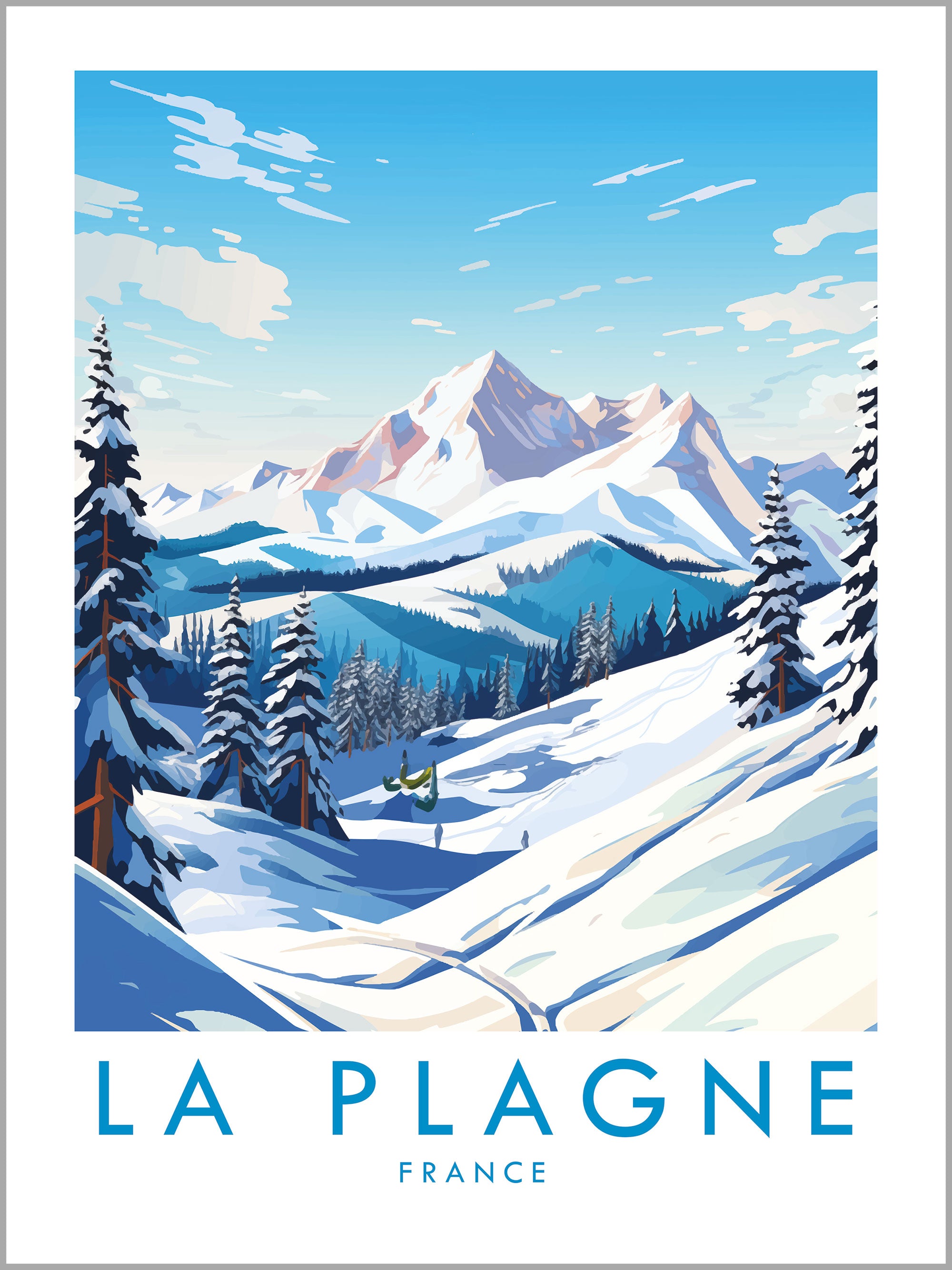 La Plagne Skiing Travel Print