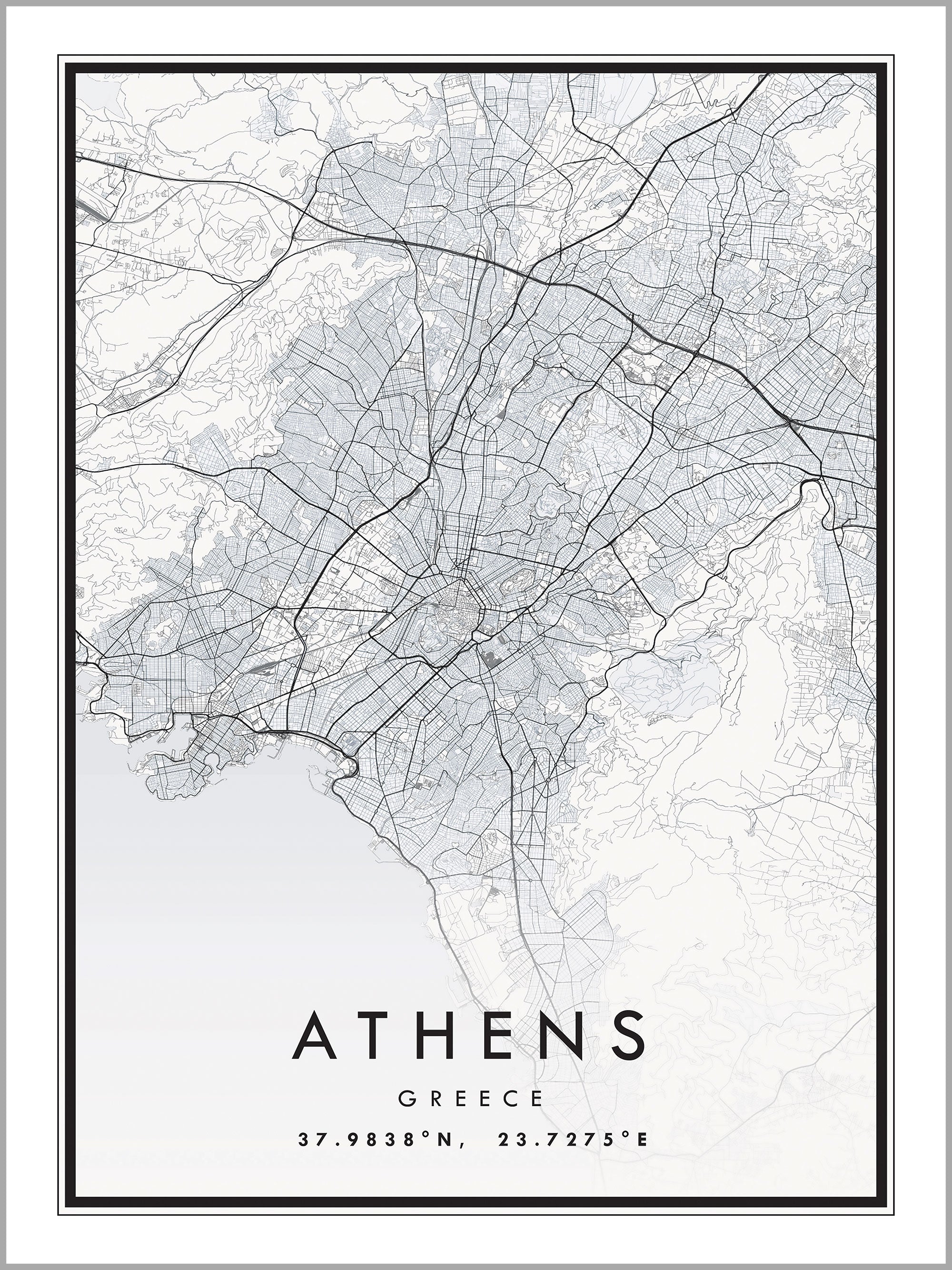 Athens Map Print