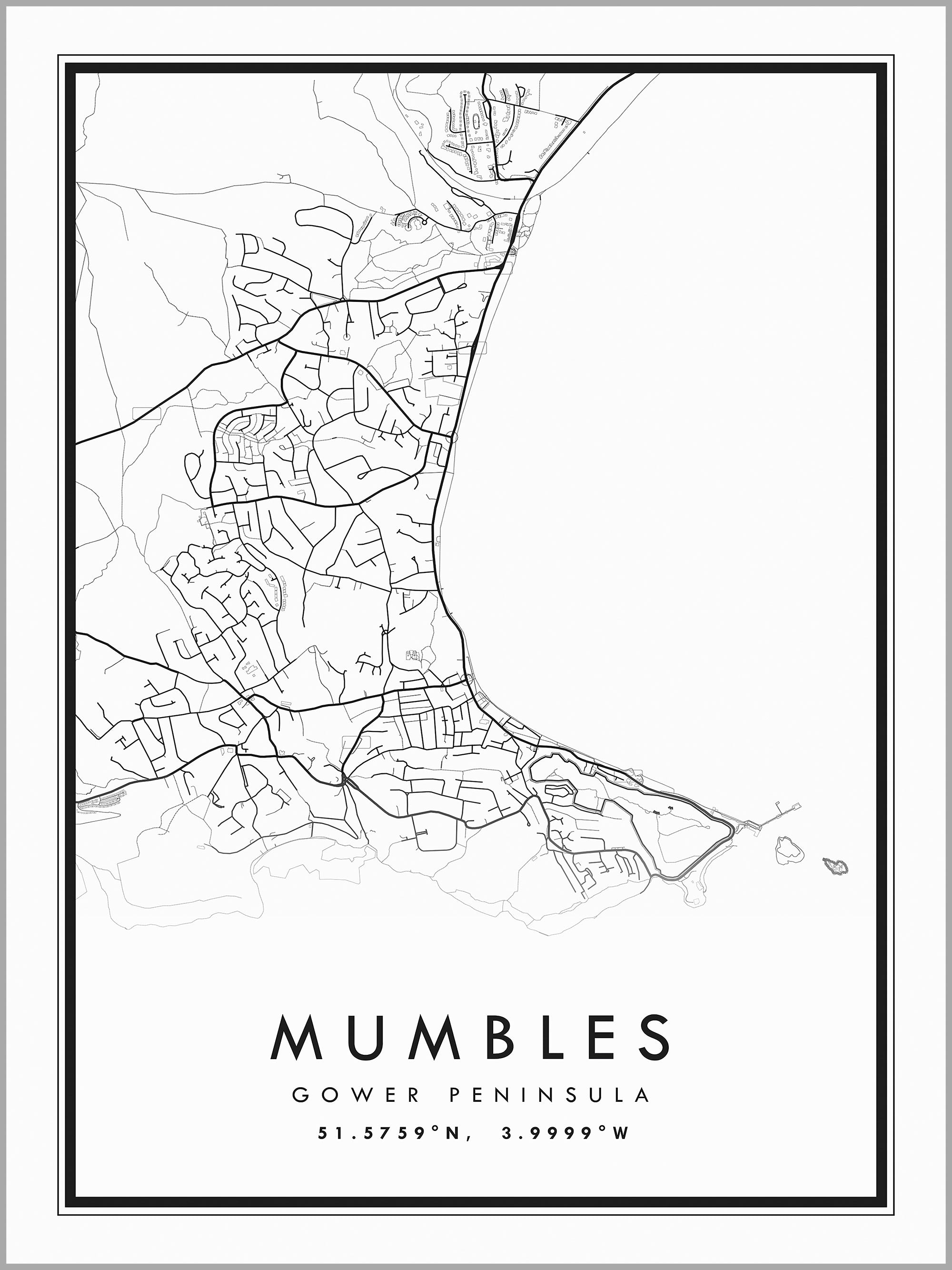 Mumbles Map Print