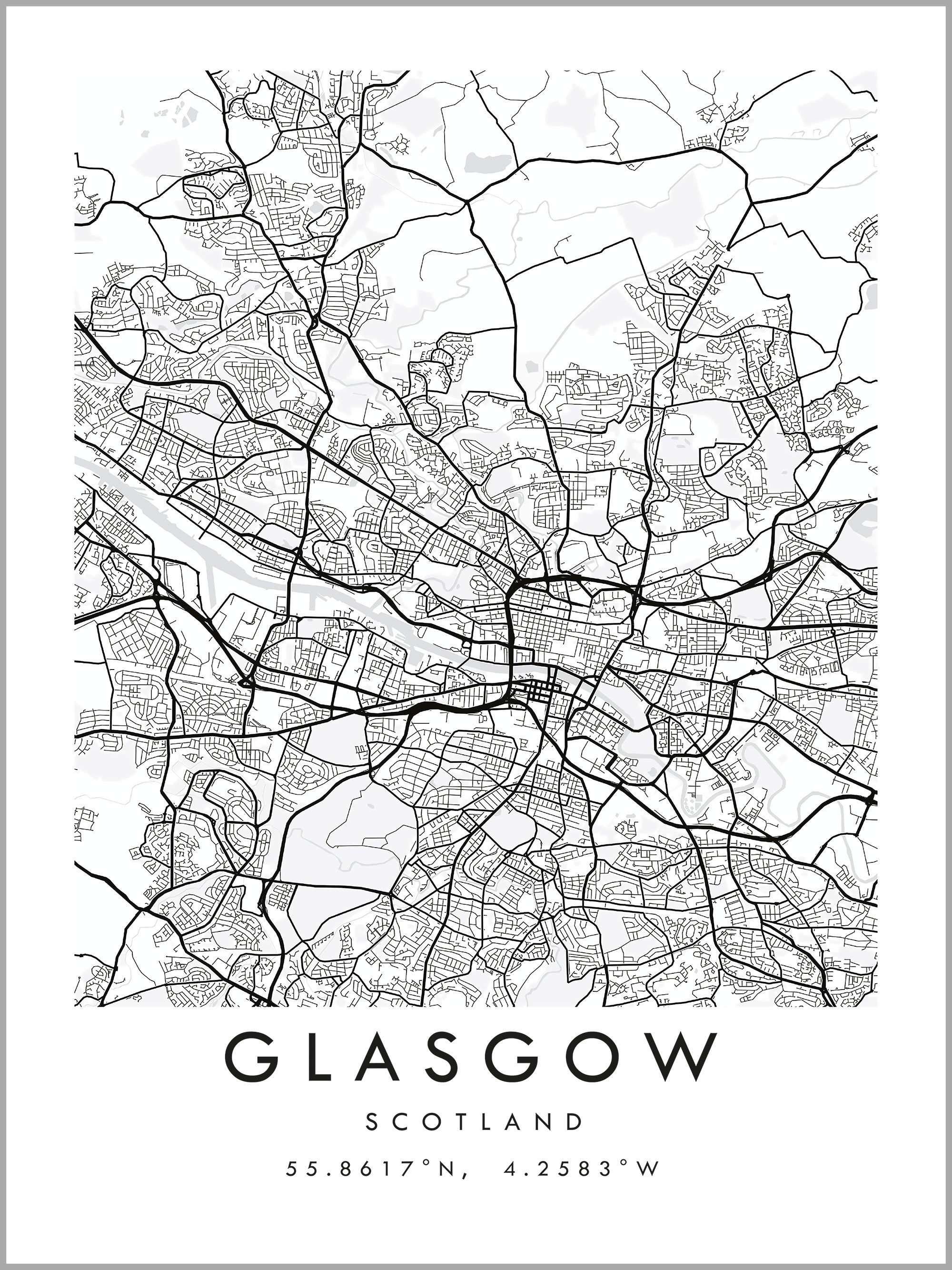 Glasgow Map Print