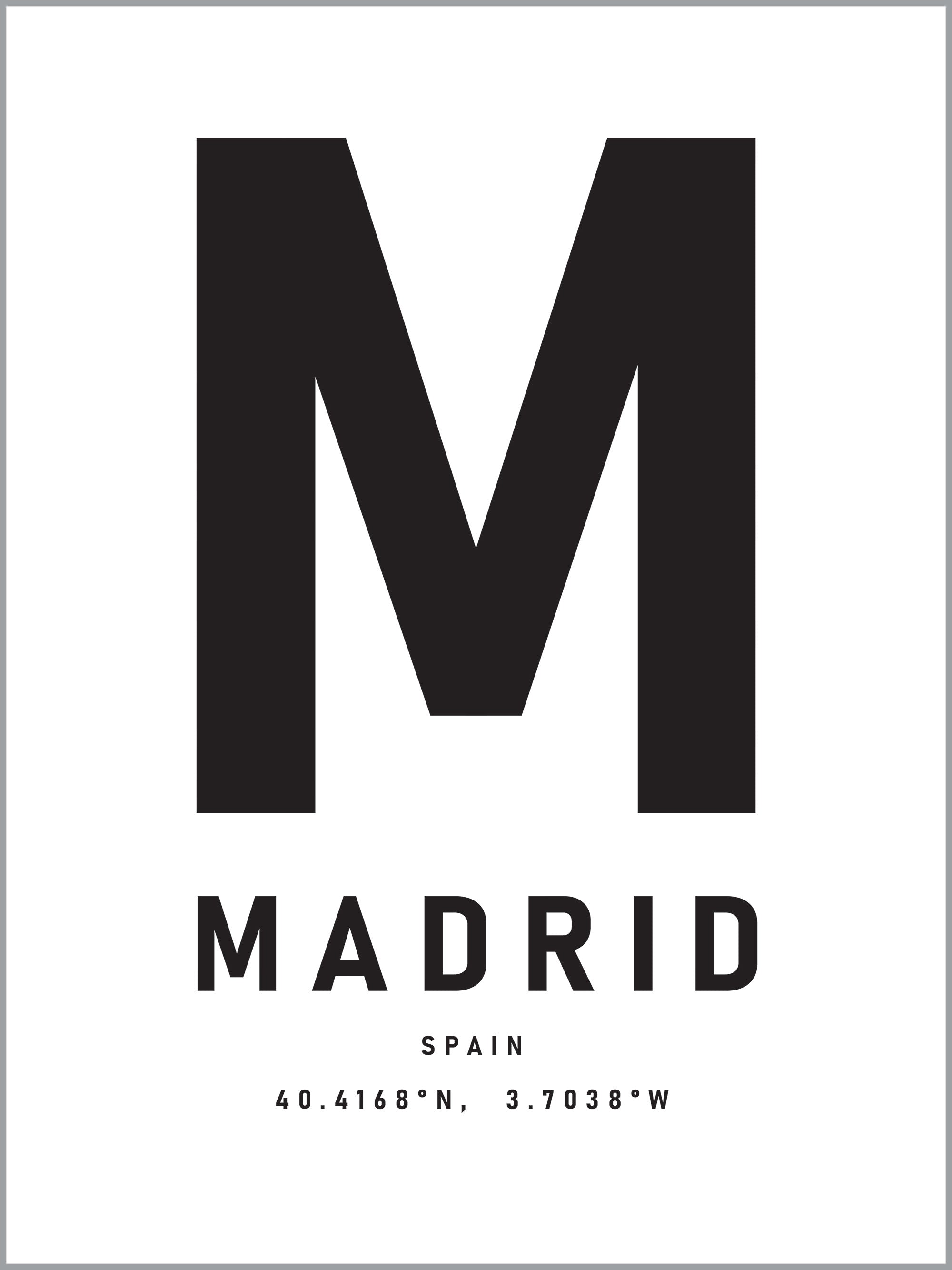Madrid Typography Travel Print