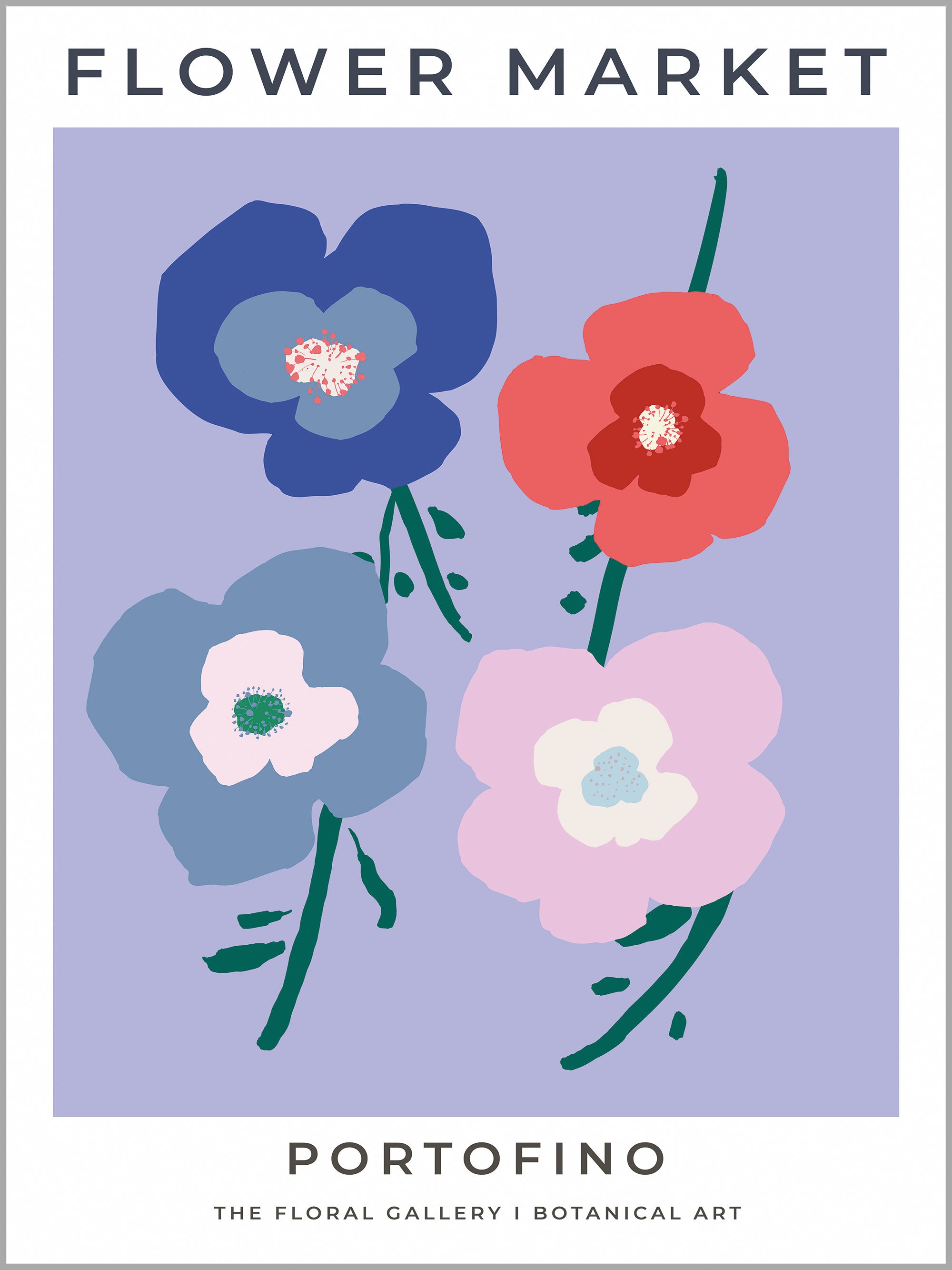 Portofino Flower Market Travel Poster
