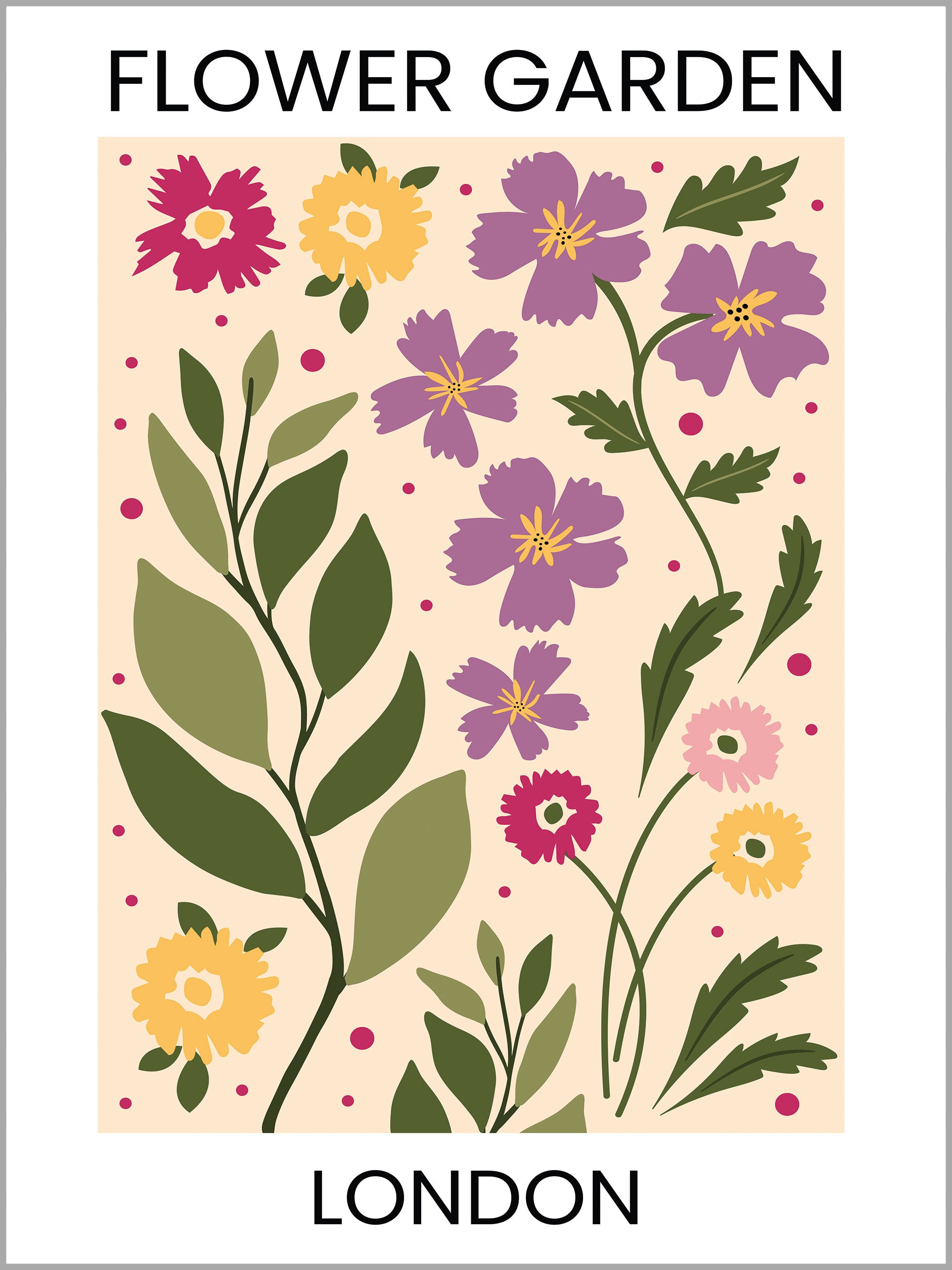 London Flower Market Travel Poster