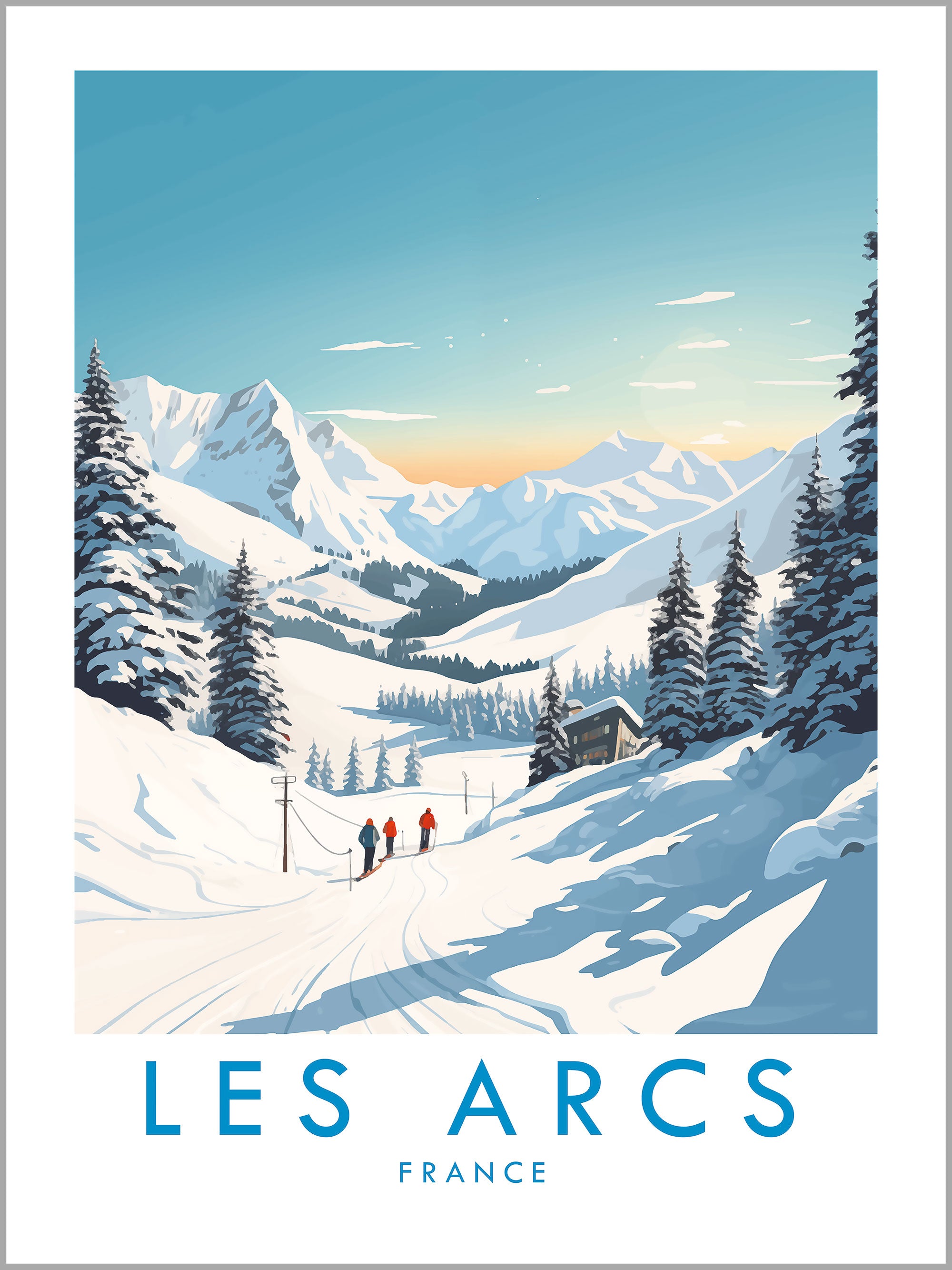 Les Arcs Skiing Travel Print