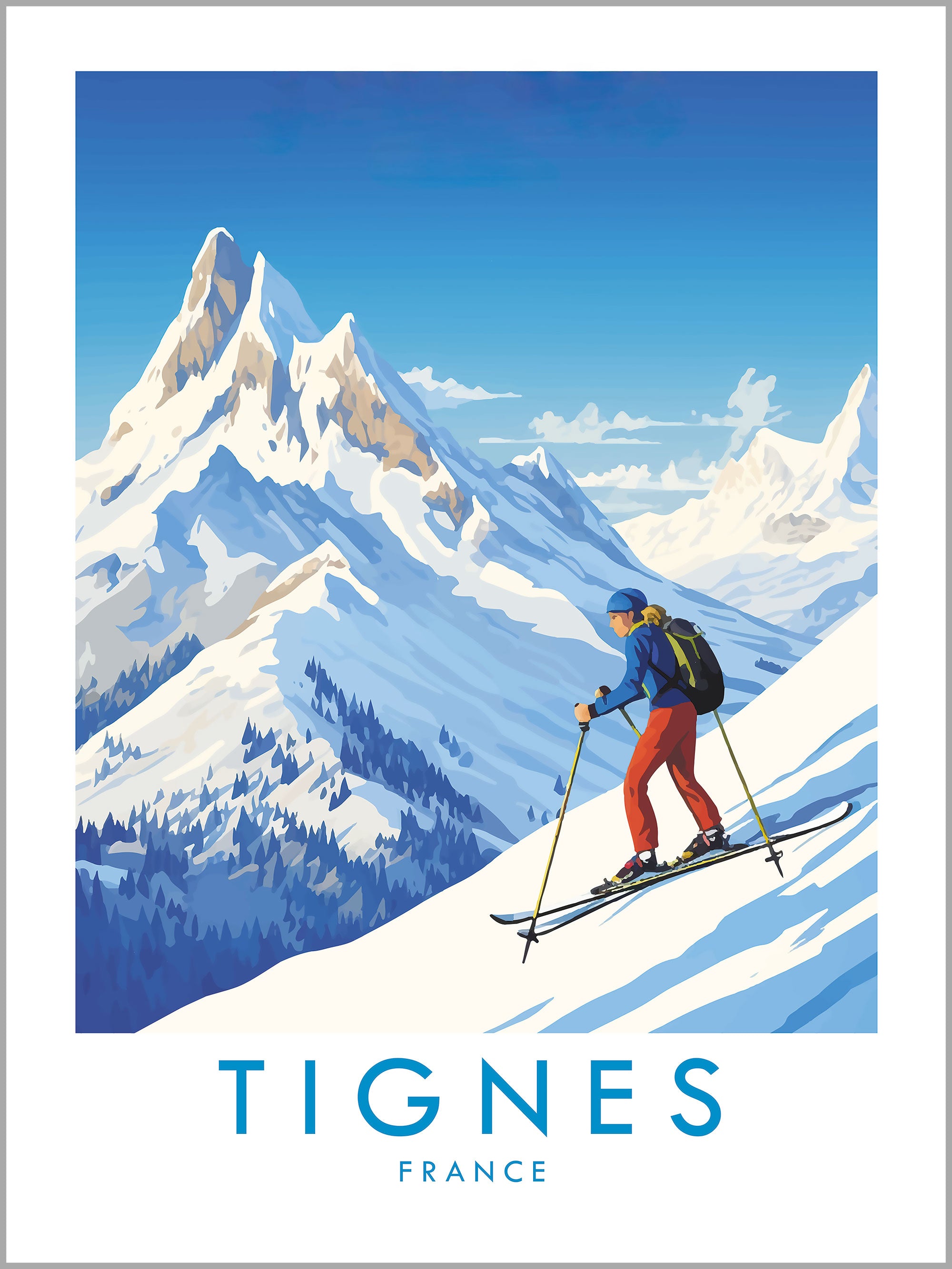 Tignes Skiing Travel Print