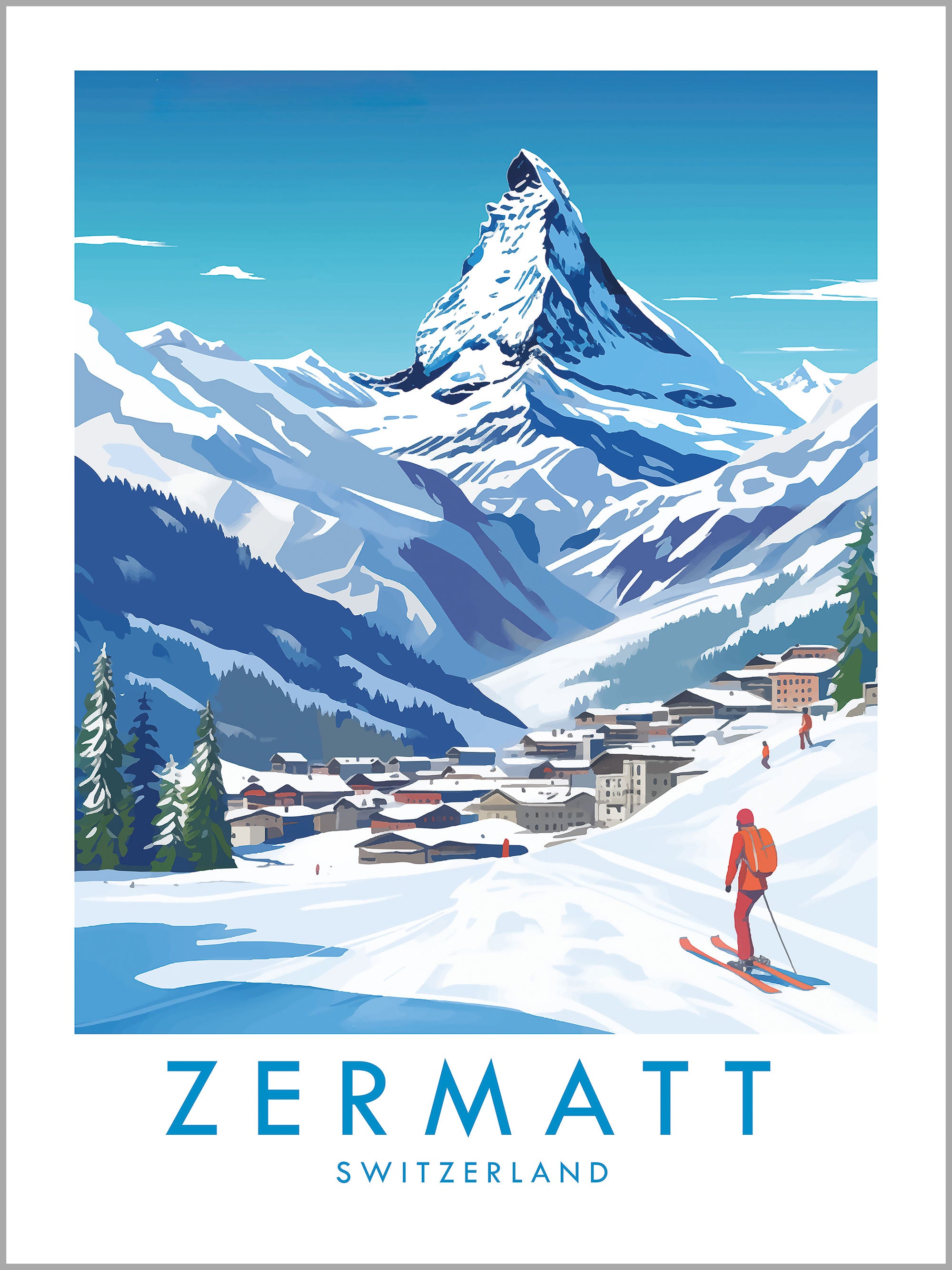 Zermatt Skiing Travel Print